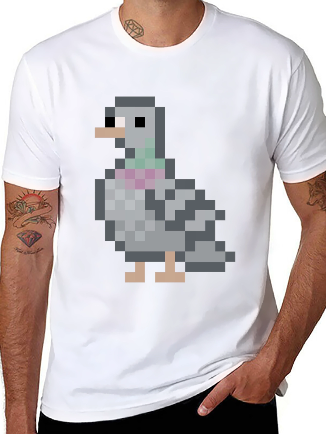 Pixel Pigeon Graphic Tee - Classic Black T-Shirt