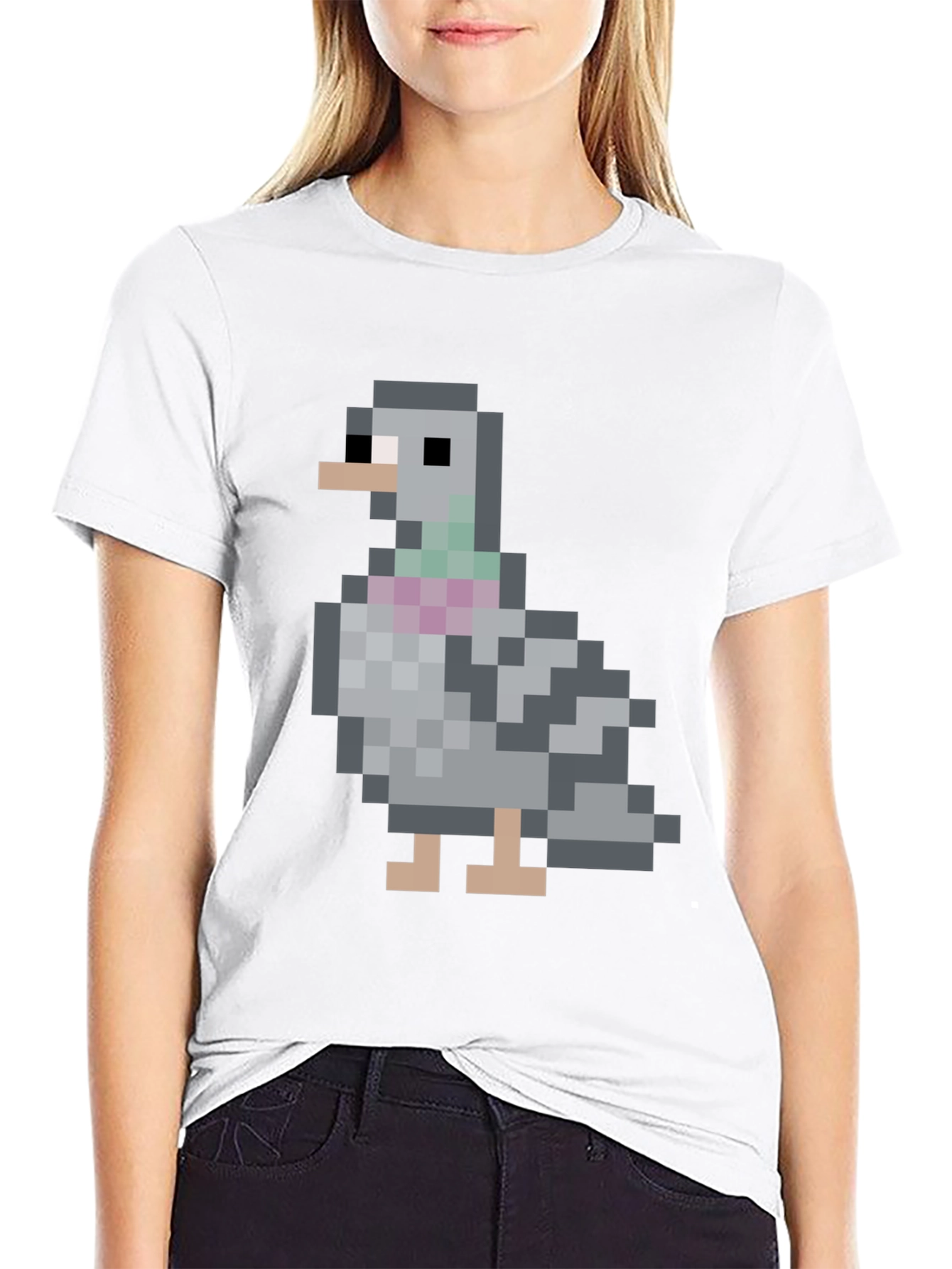 Pixel Pigeon Graphic Tee - Classic Black T-Shirt