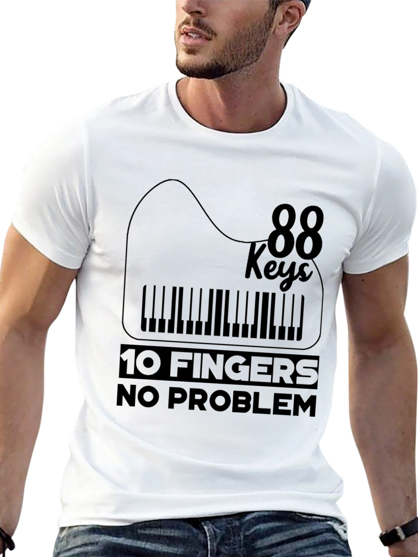 88 Keys 10 Fingers No Problem Black T-Shirt