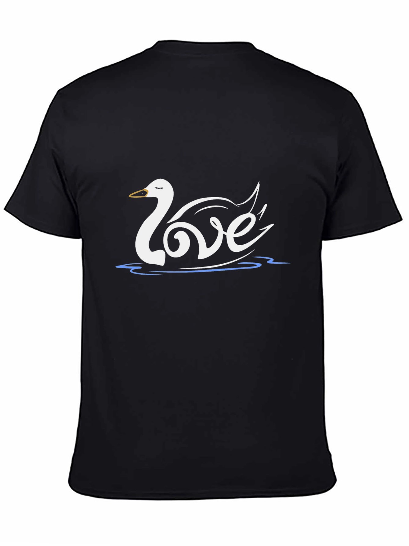 Love Swan Graphic Tee - Stylish Black T-Shirt