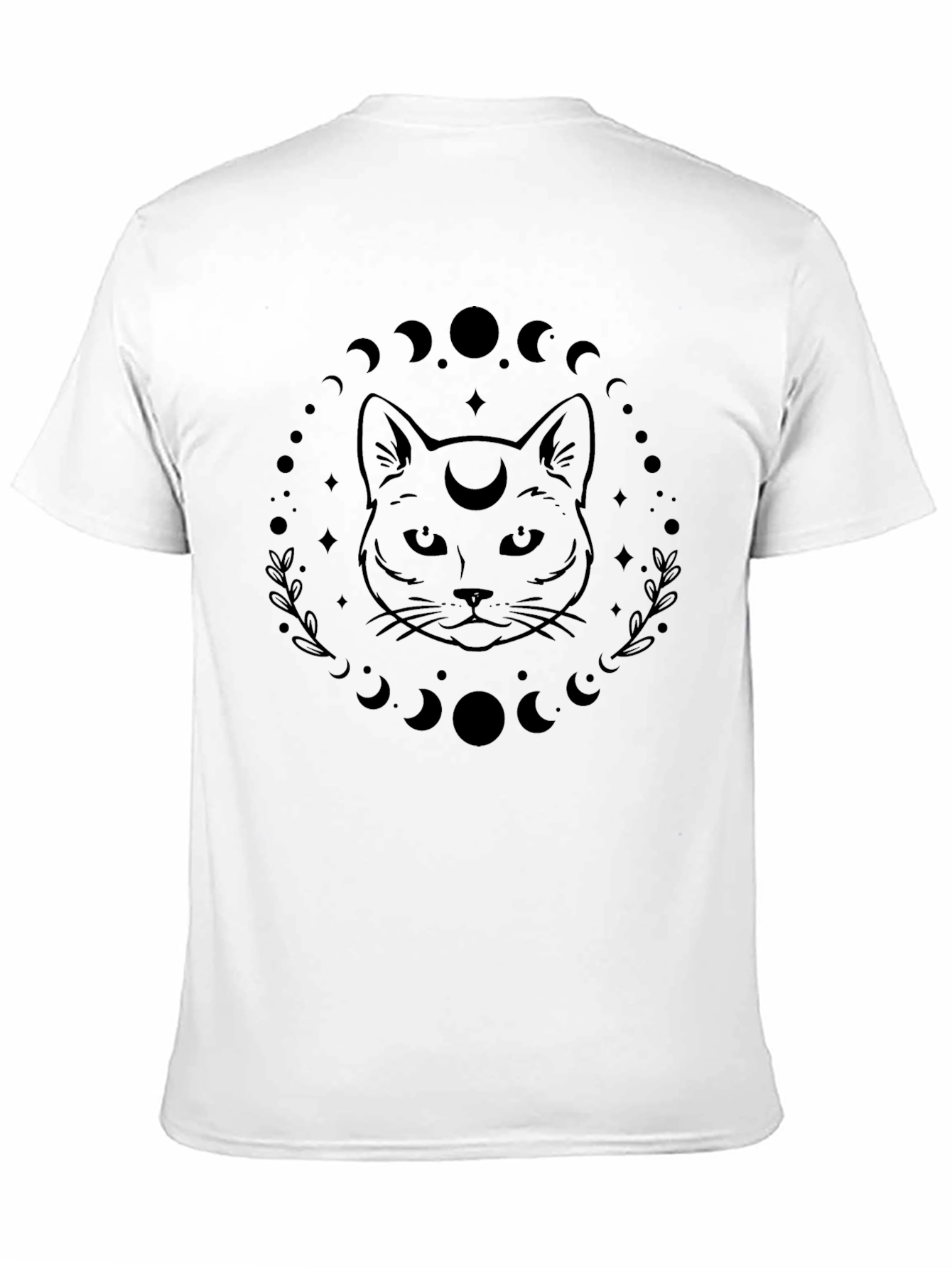 Mystic Cat Moon Phases Graphic T-Shirt