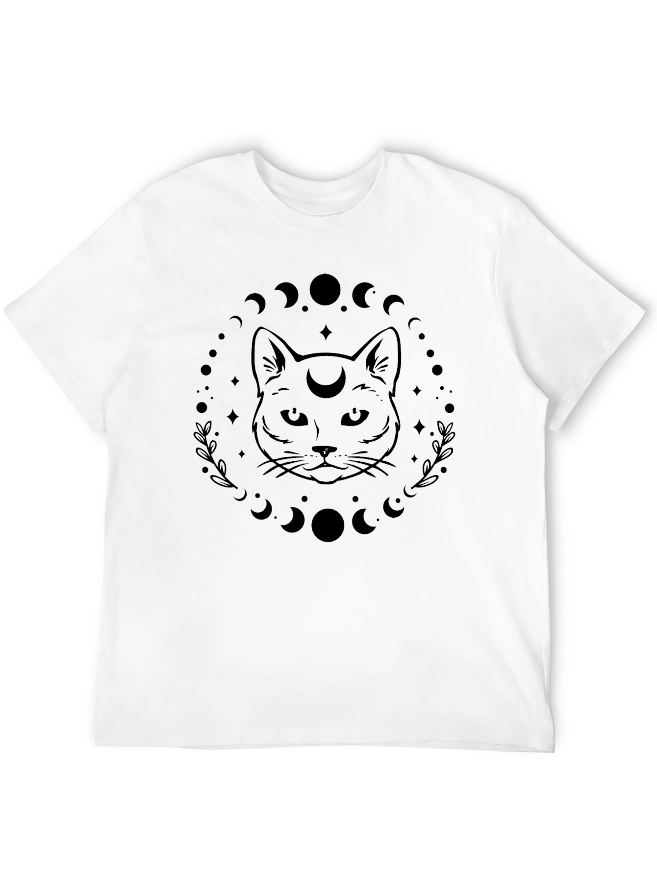 Mystic Cat Moon Phases Graphic T-Shirt