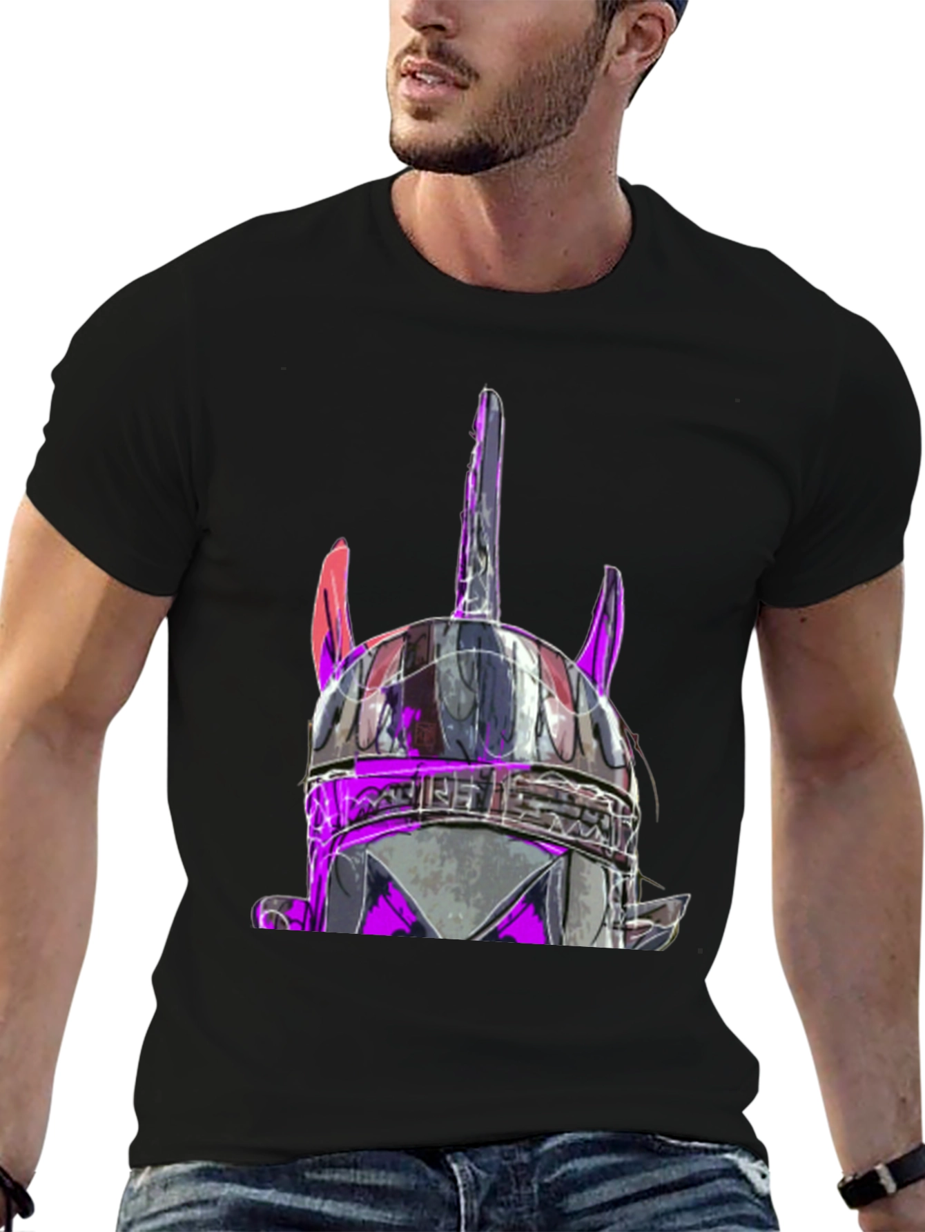 Viking Helmet Graphic Black T-Shirt