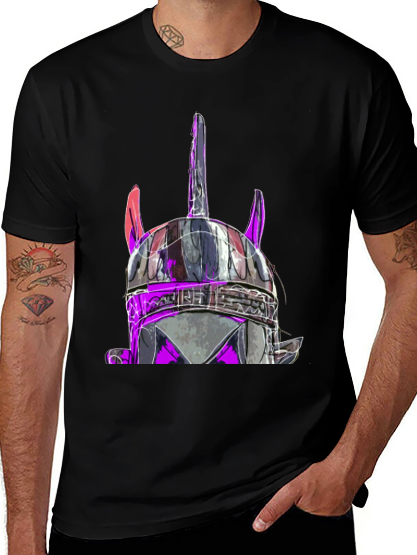 Viking Helmet Graphic Black T-Shirt