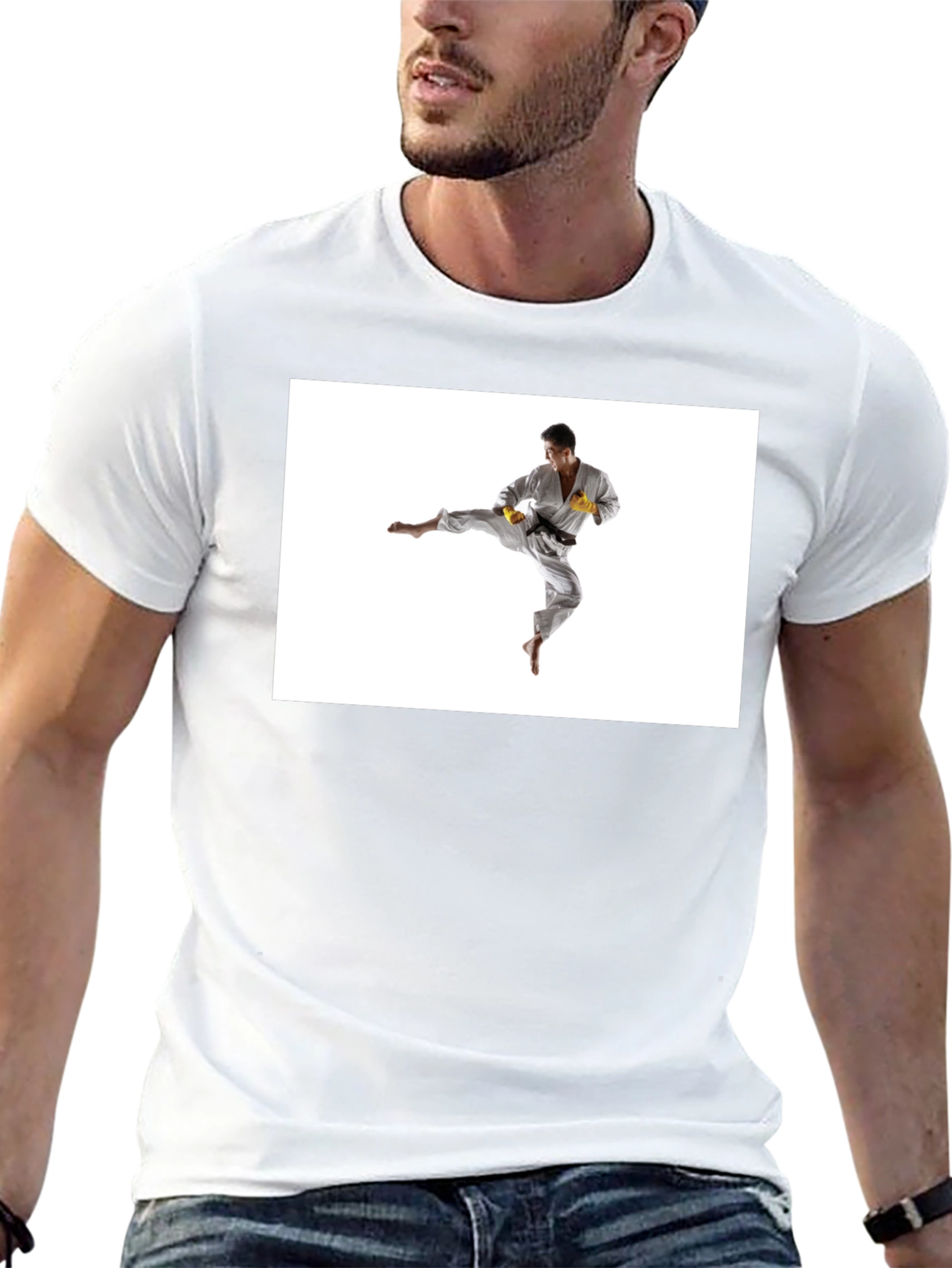 Black T-Shirt with Karate Graphic