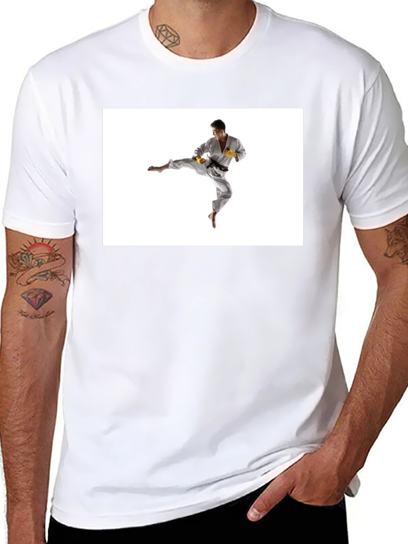 Black T-Shirt with Karate Graphic