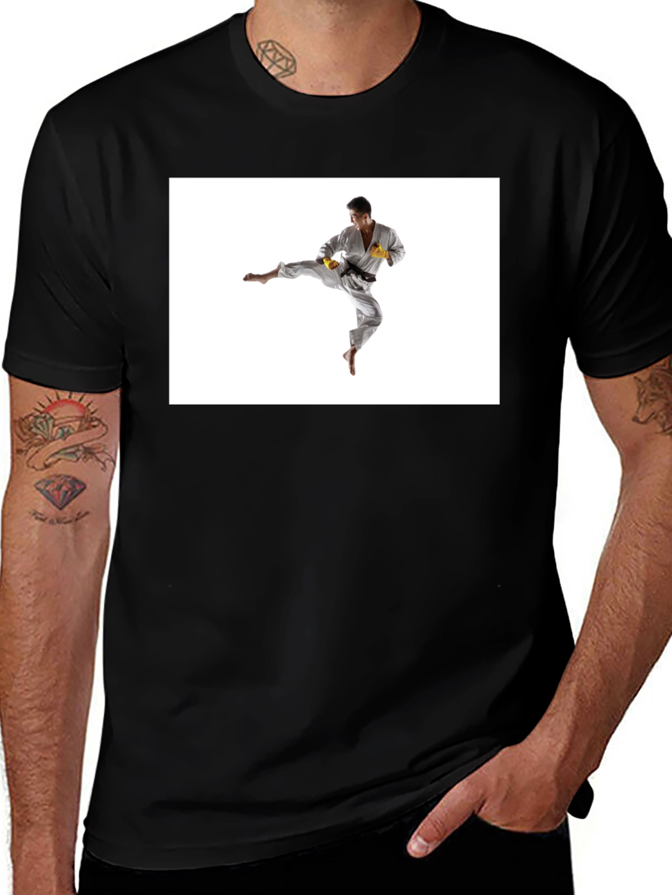Black T-Shirt with Karate Graphic