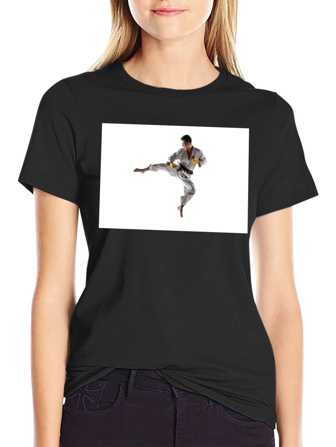 Black T-Shirt with Karate Graphic