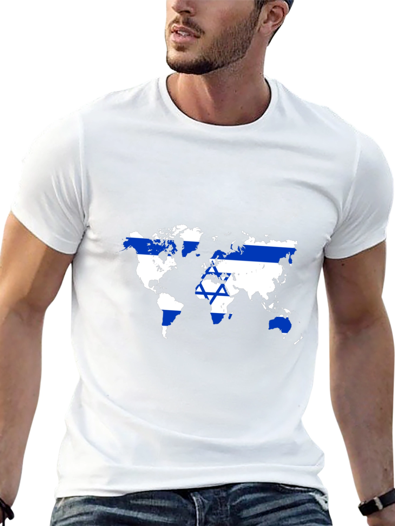 World Map Israel Flag Graphic T-Shirt