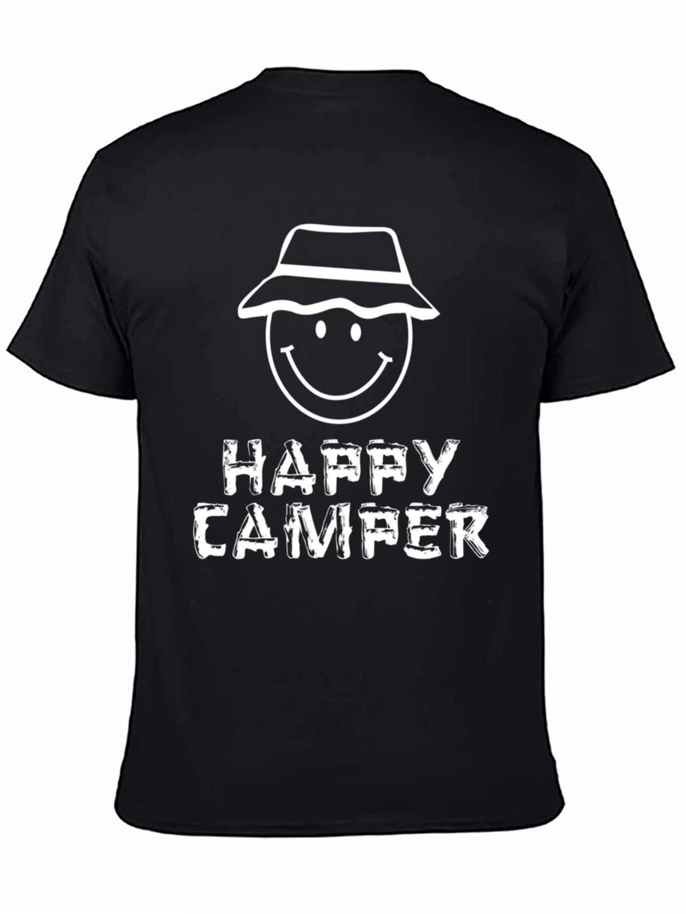 Happy Camper Graphic T-Shirt - Black Cotton Tee