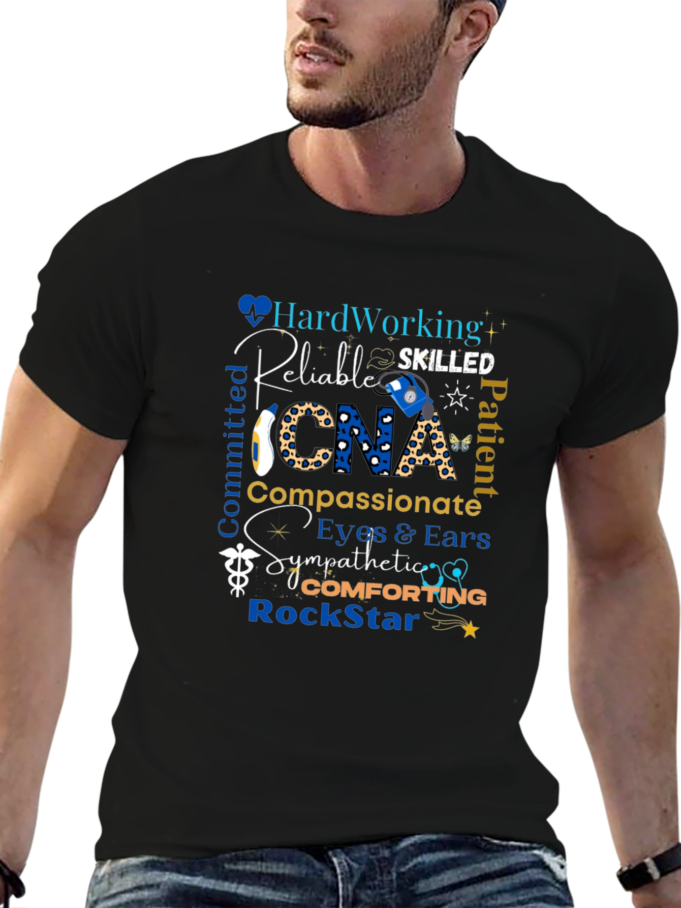 CNA Appreciation Black T-Shirt - Hardworking & Compassionate