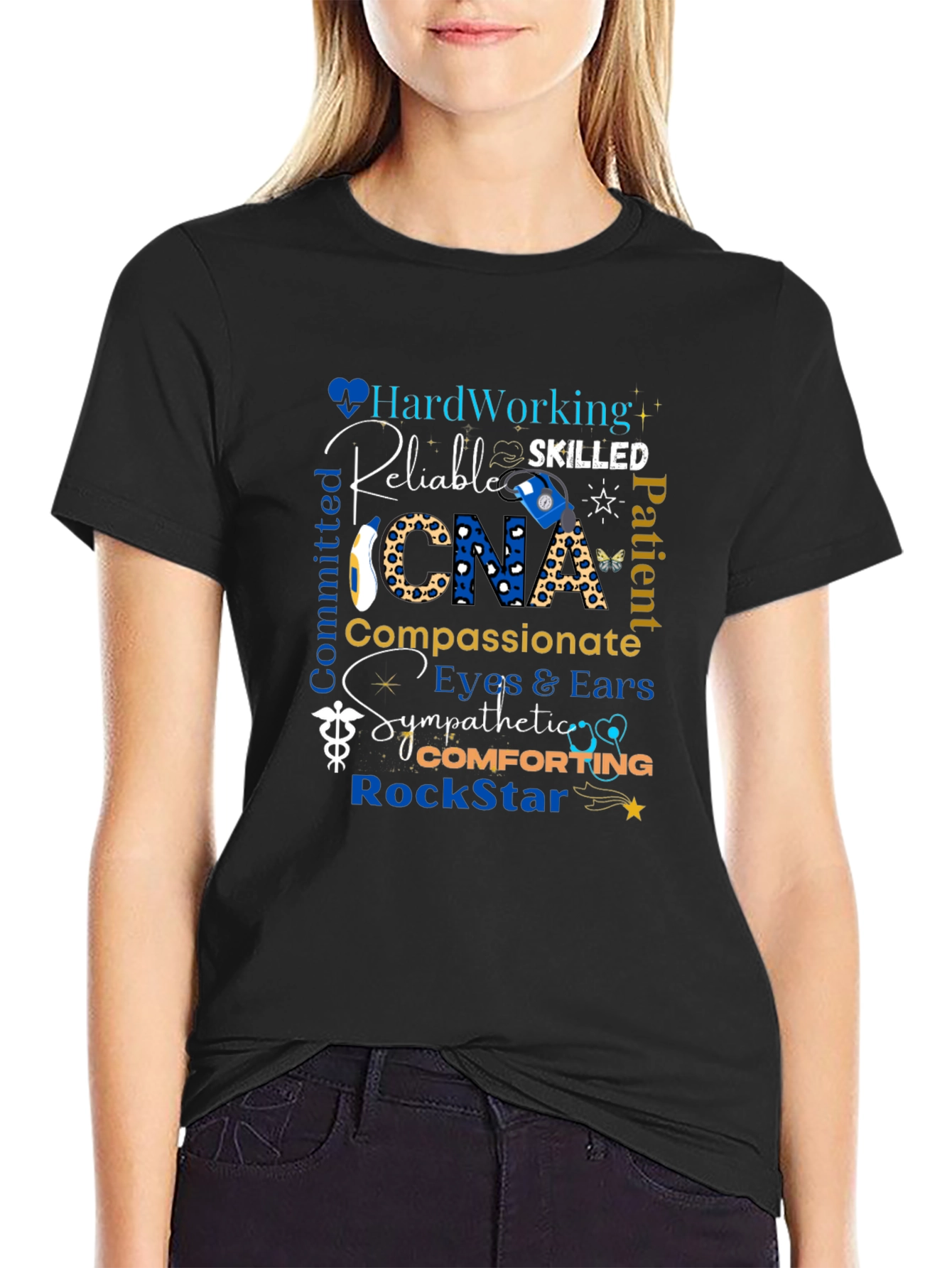 CNA Appreciation Black T-Shirt - Hardworking & Compassionate