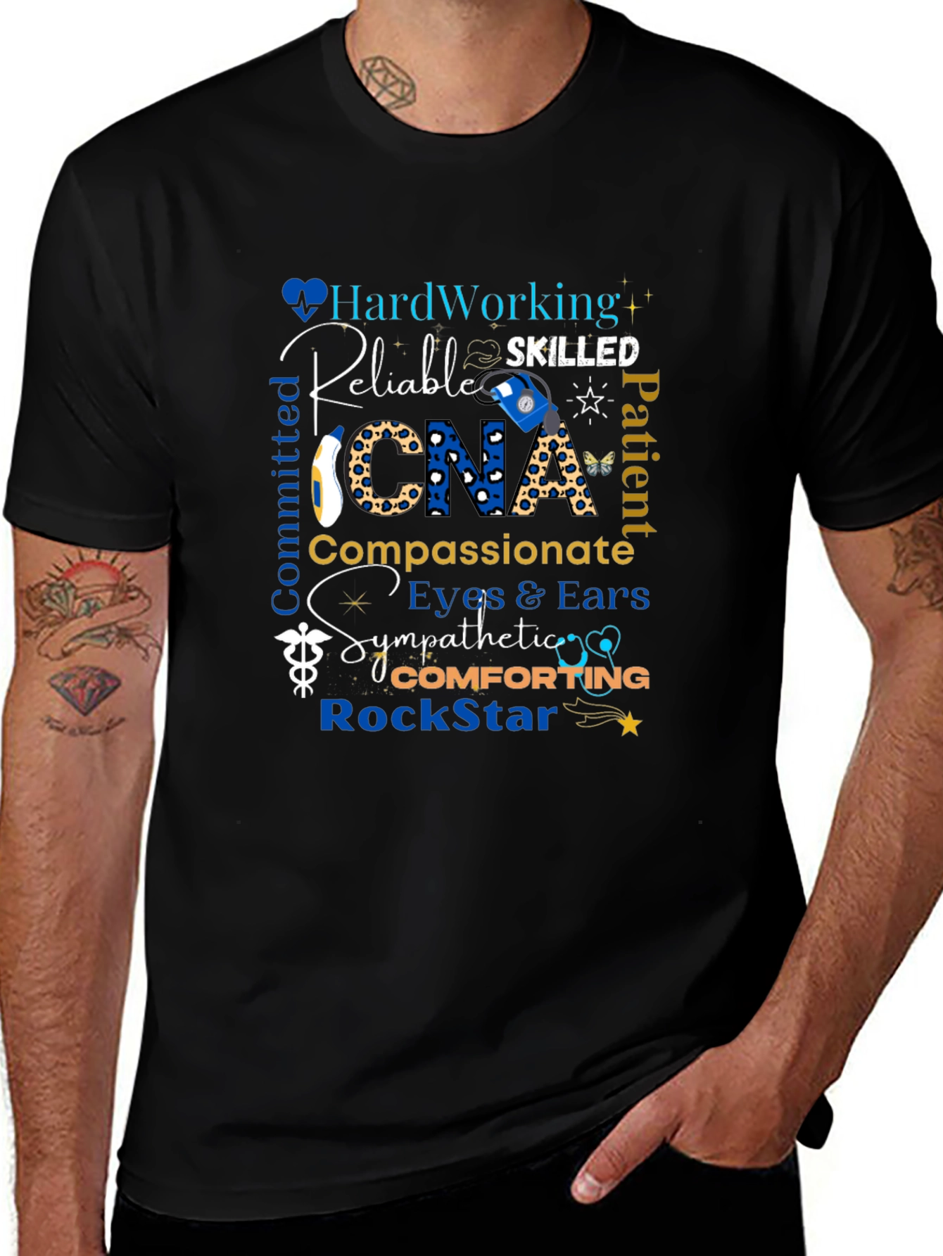 CNA Appreciation Black T-Shirt - Hardworking & Compassionate