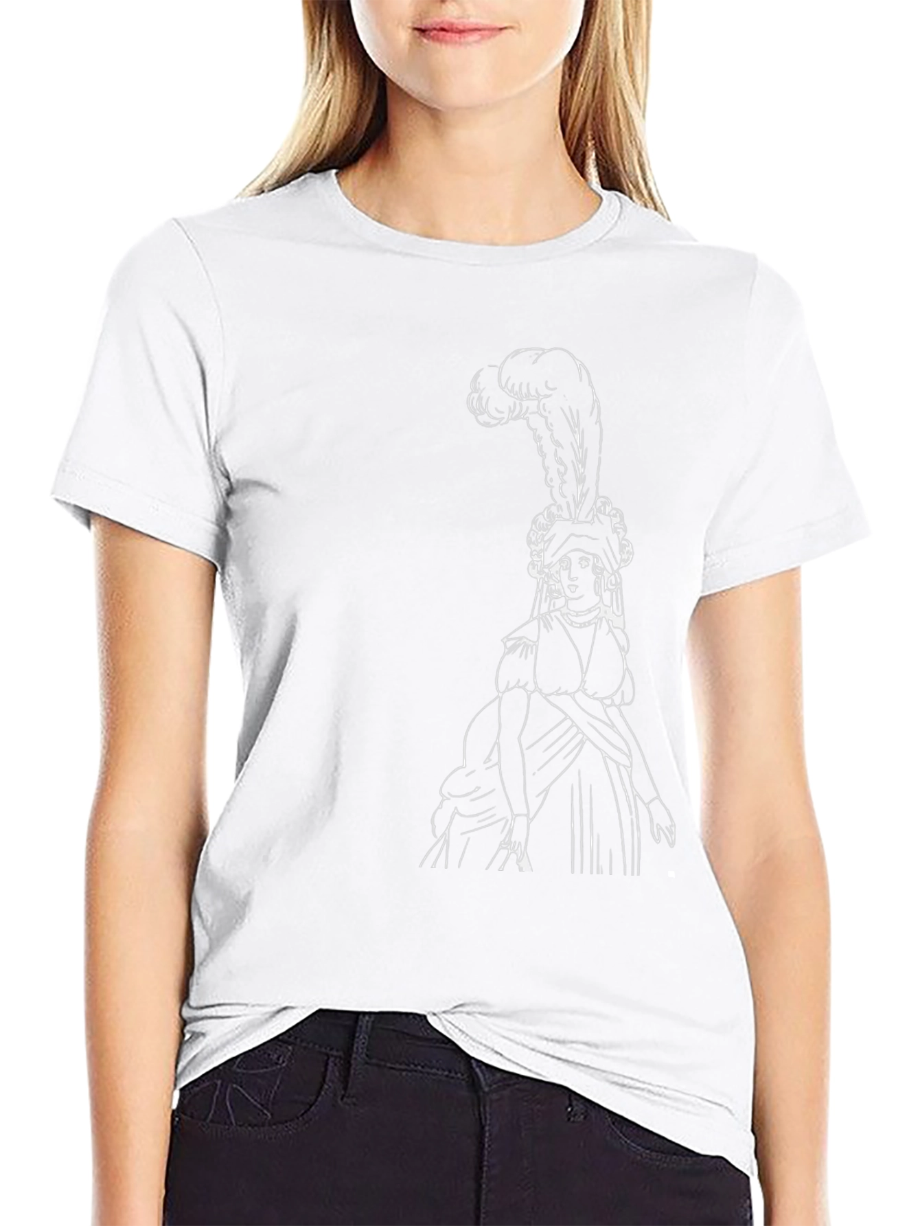Elegant Woman Portrait Black T-Shirt