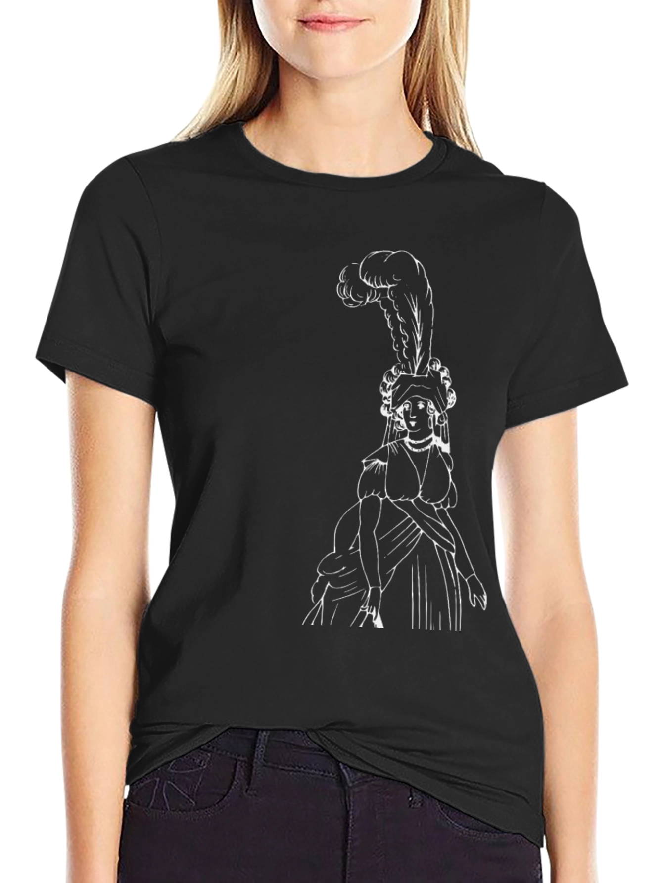 Elegant Woman Portrait Black T-Shirt