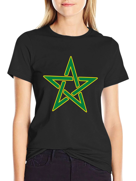 Black T-Shirt with Green and Yellow Moroccan Star