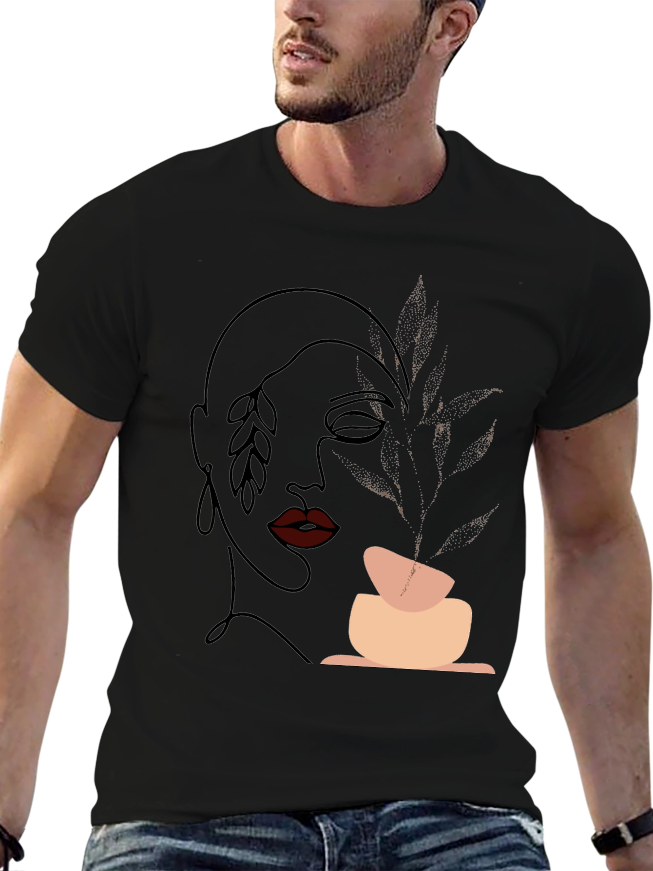 Abstract Face Plant Graphic Tee - Modern Art T-Shirt
