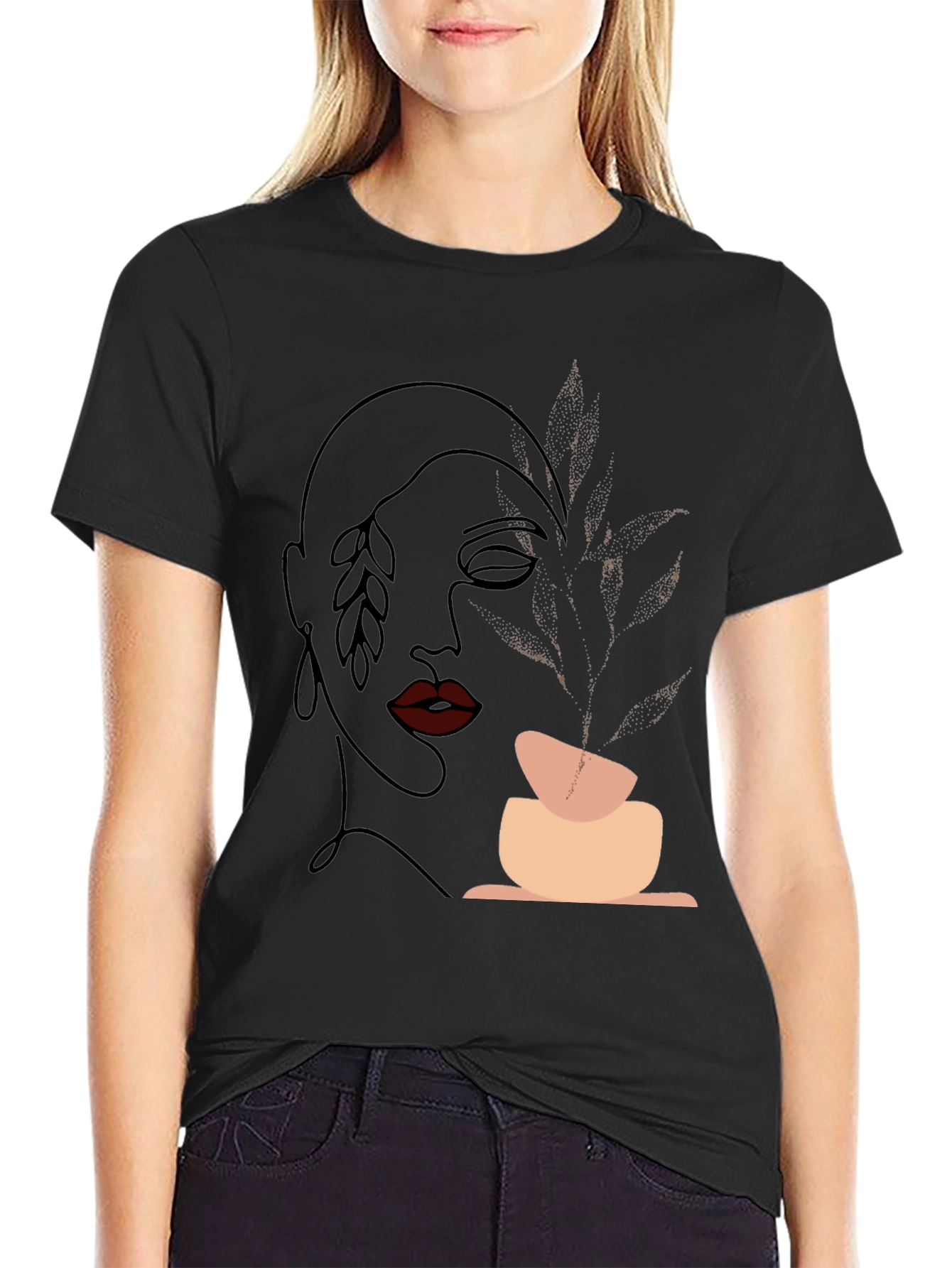 Abstract Face Plant Graphic Tee - Modern Art T-Shirt