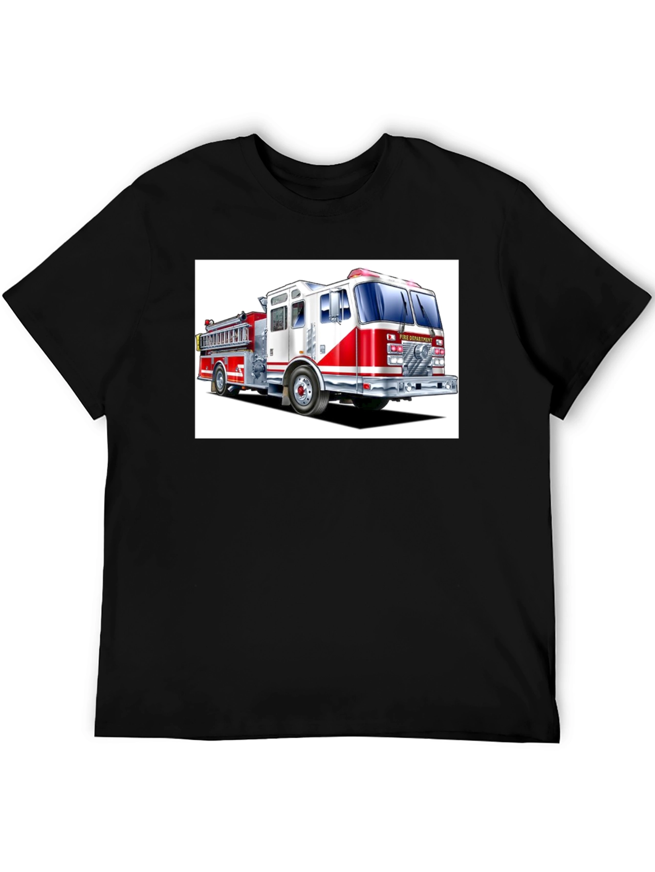 Fire Department Truck Graphic Tee - Black