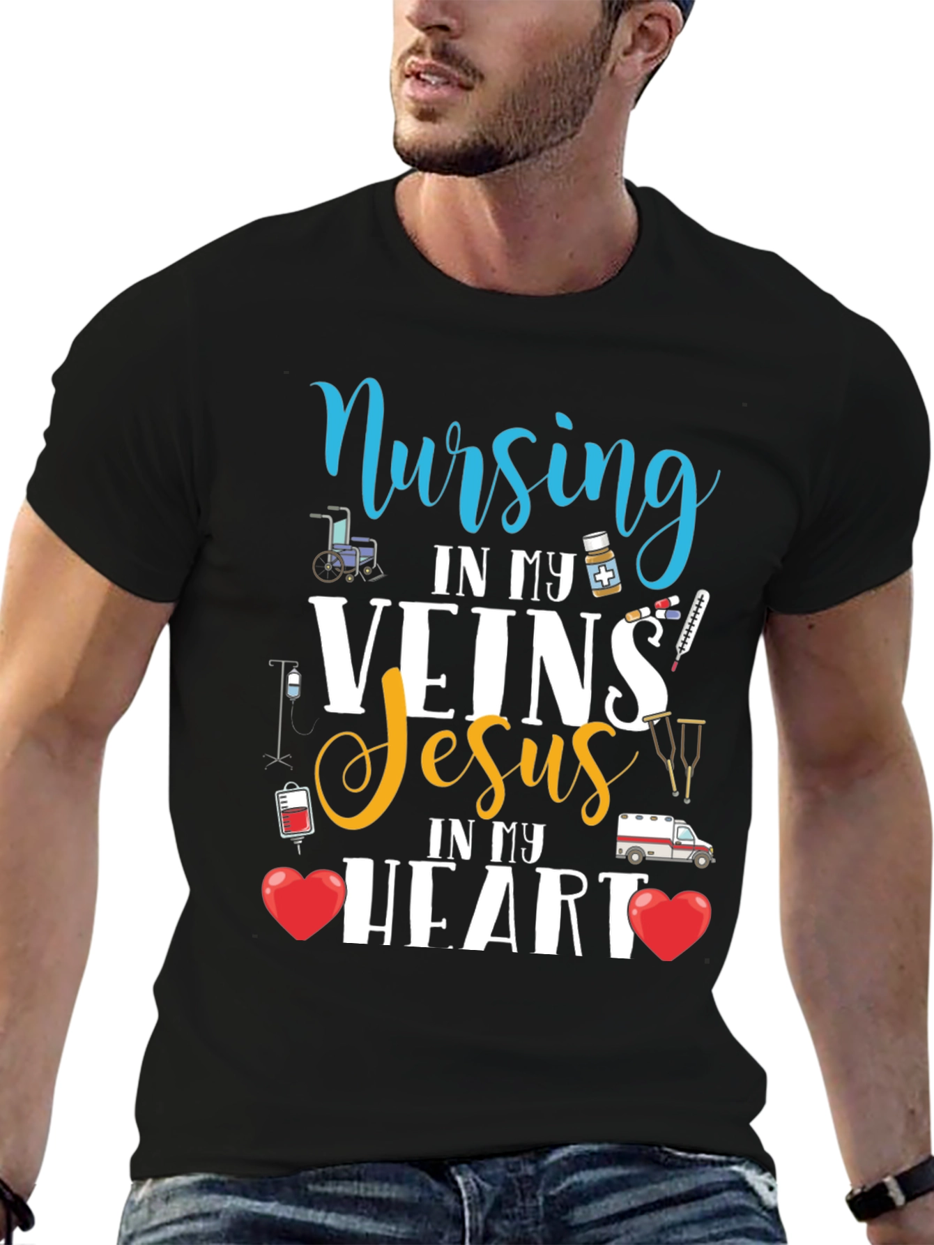 Nursing In My Veins Jesus In My Heart T-Shirt