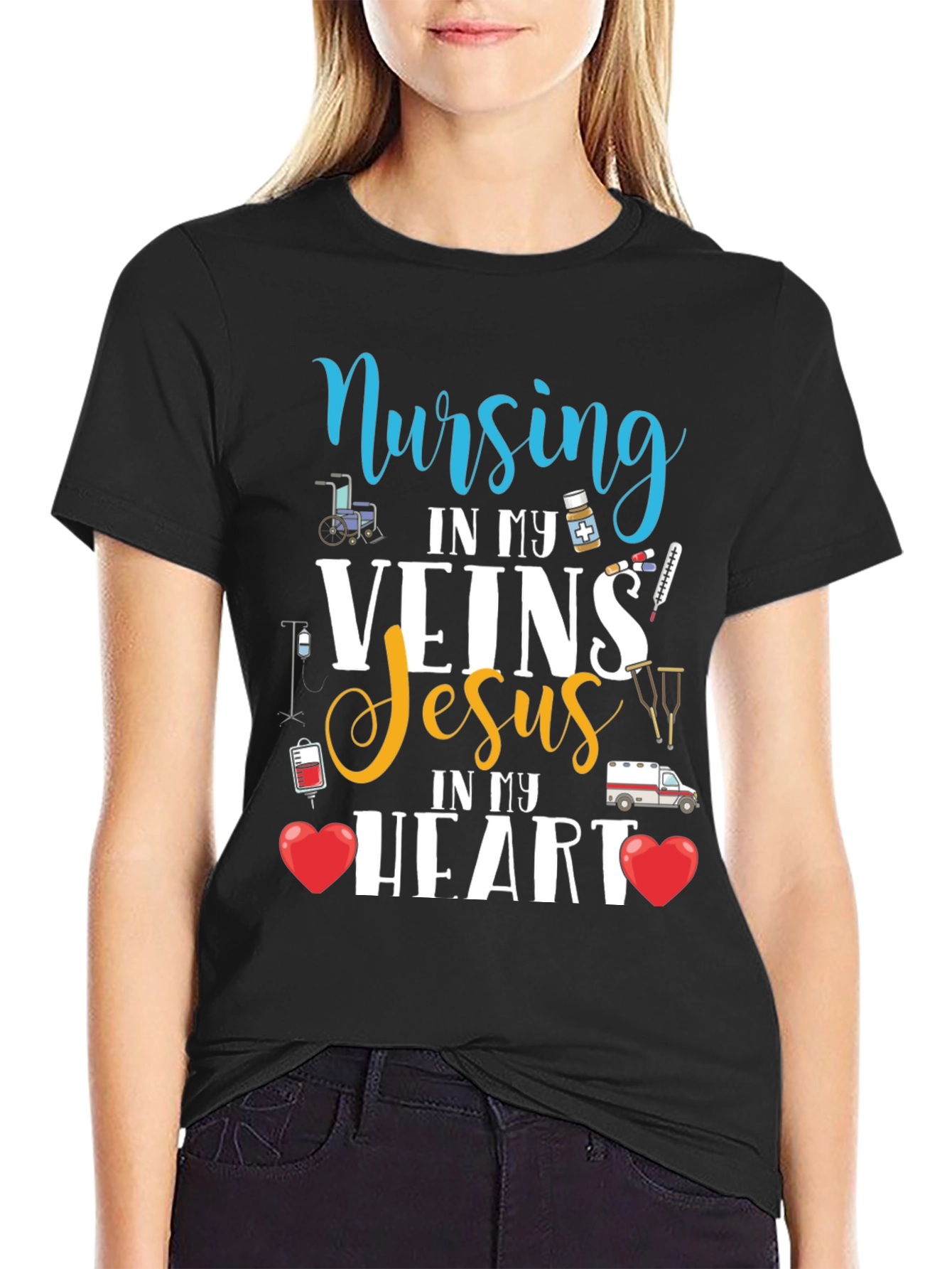 Nursing In My Veins Jesus In My Heart T-Shirt
