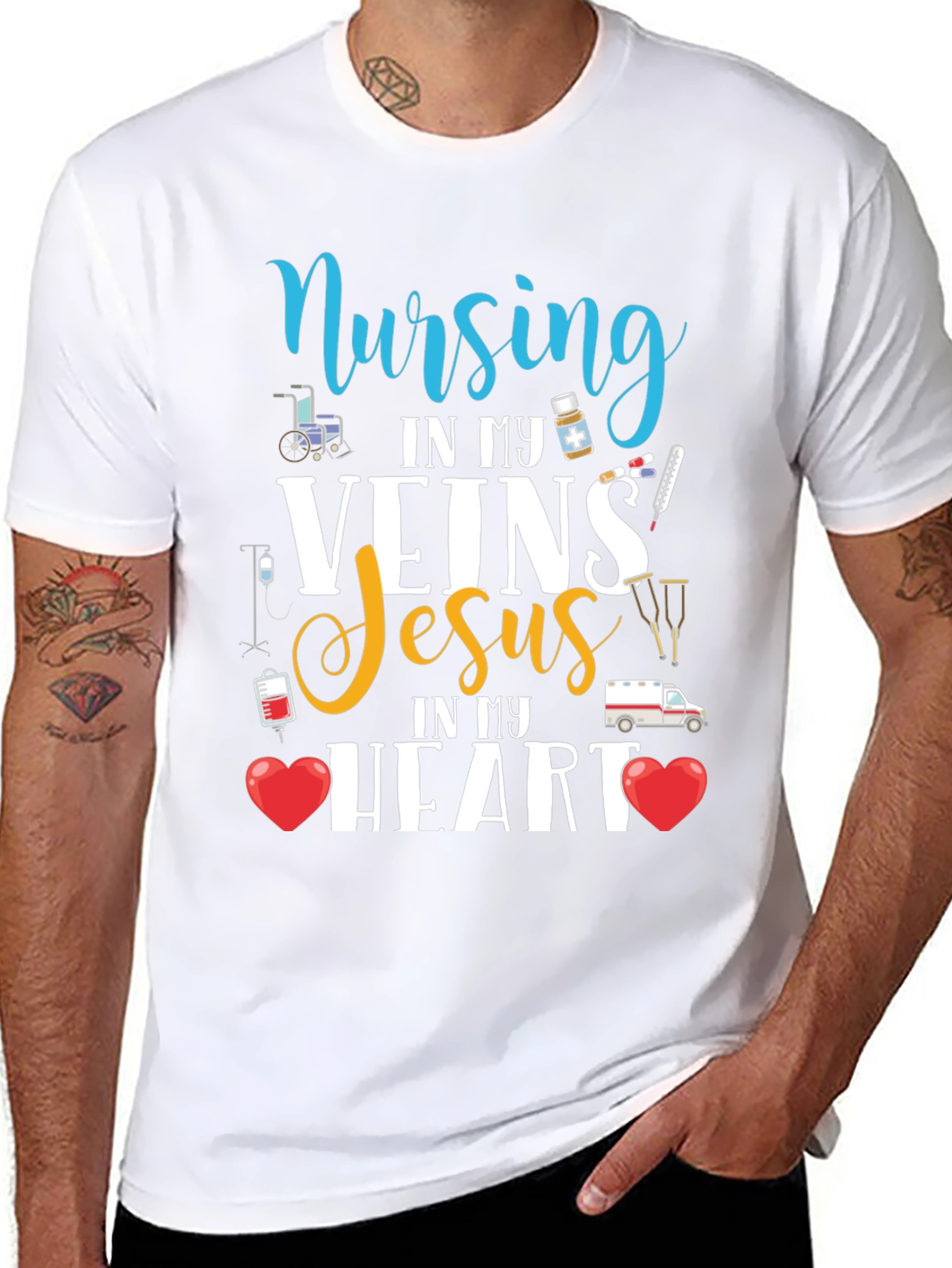 Nursing In My Veins Jesus In My Heart T-Shirt