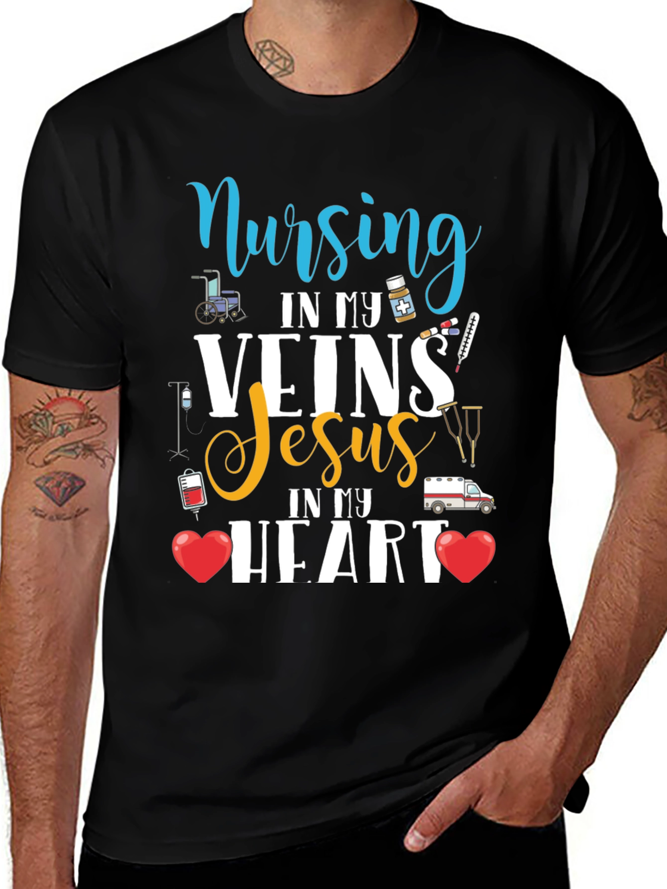 Nursing In My Veins Jesus In My Heart T-Shirt