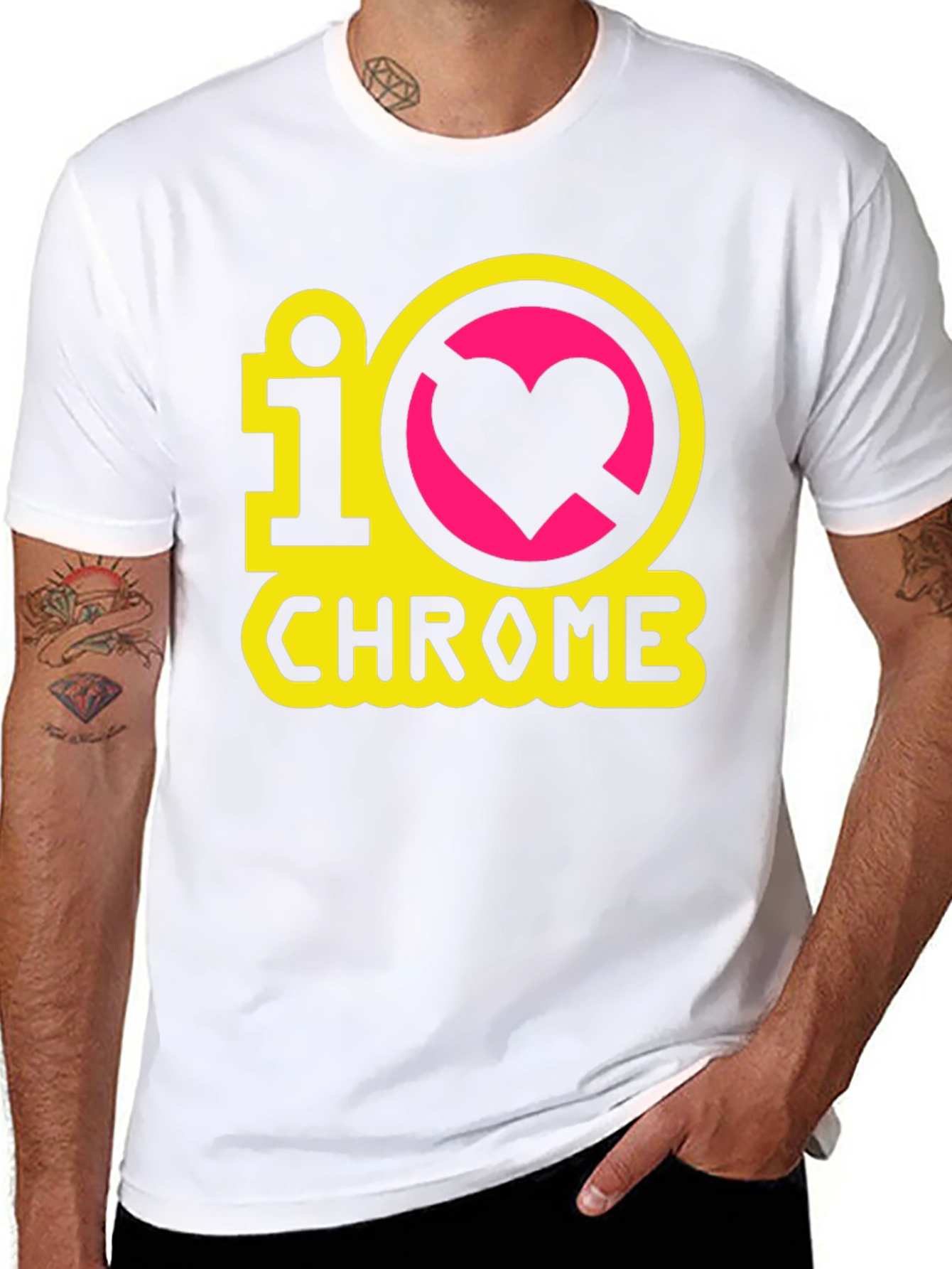 I Heart Chrome Graphic Tee - Black Casual T-Shirt
