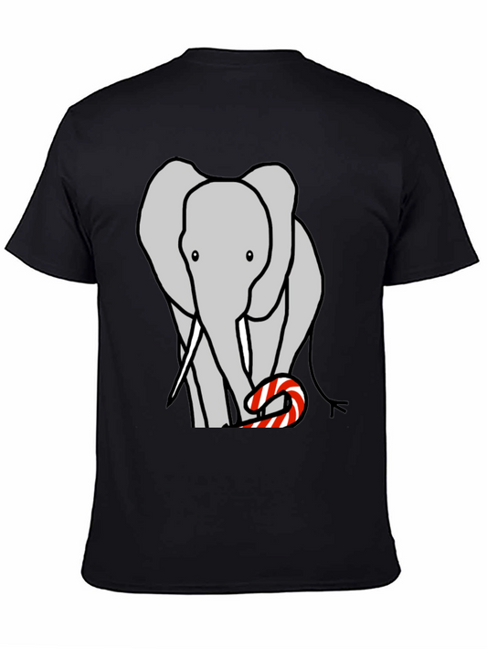 Elephant Candy Cane Black T-Shirt