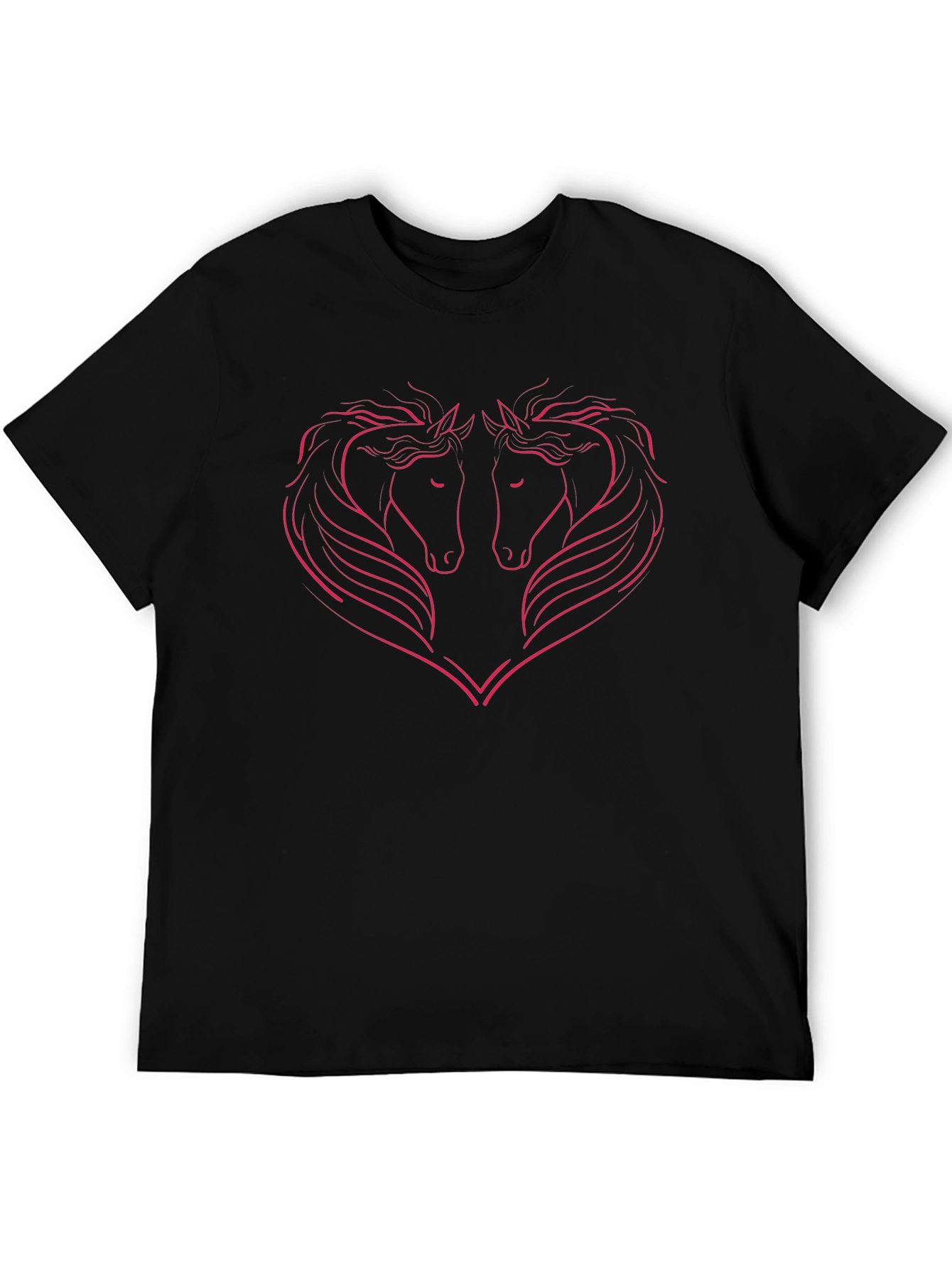 Heart Horses Graphic Tee - Stylish Black T-Shirt