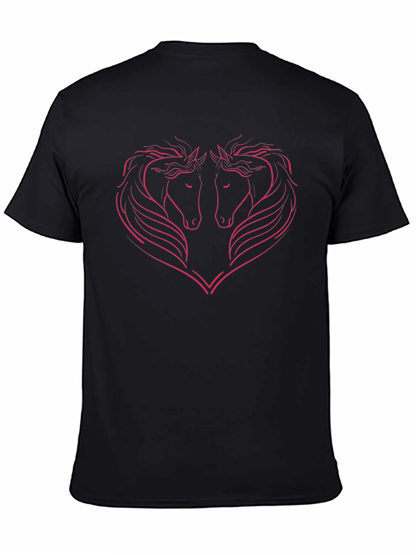 Heart Horses Graphic Tee - Stylish Black T-Shirt