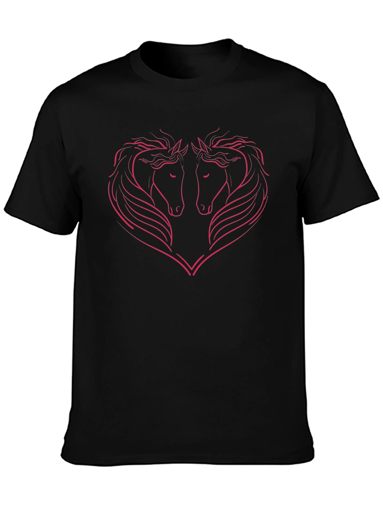 Heart Horses Graphic Tee - Stylish Black T-Shirt