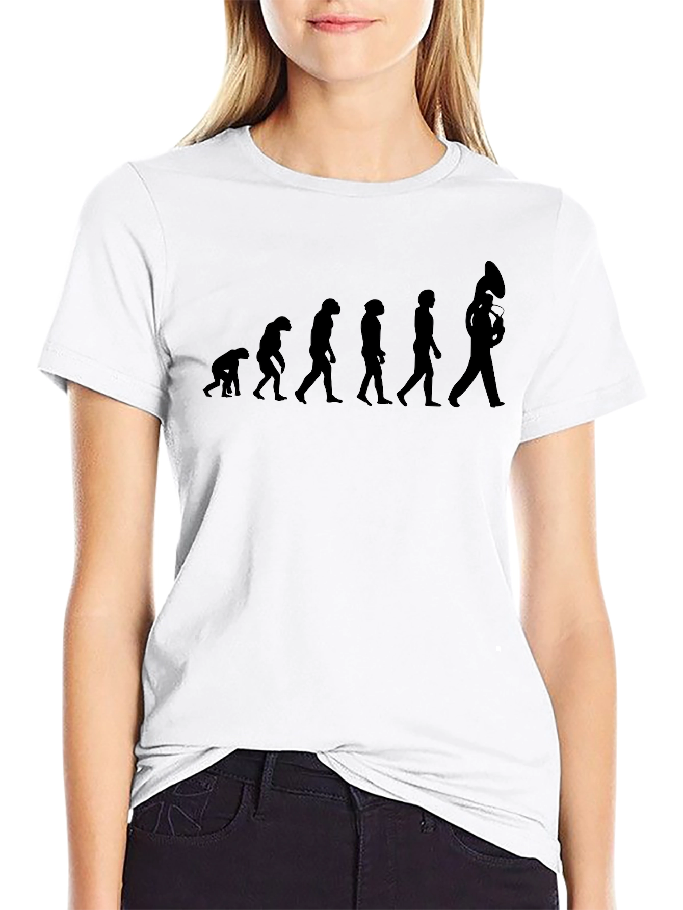 Evolution of Tuba Player Black T-Shirt