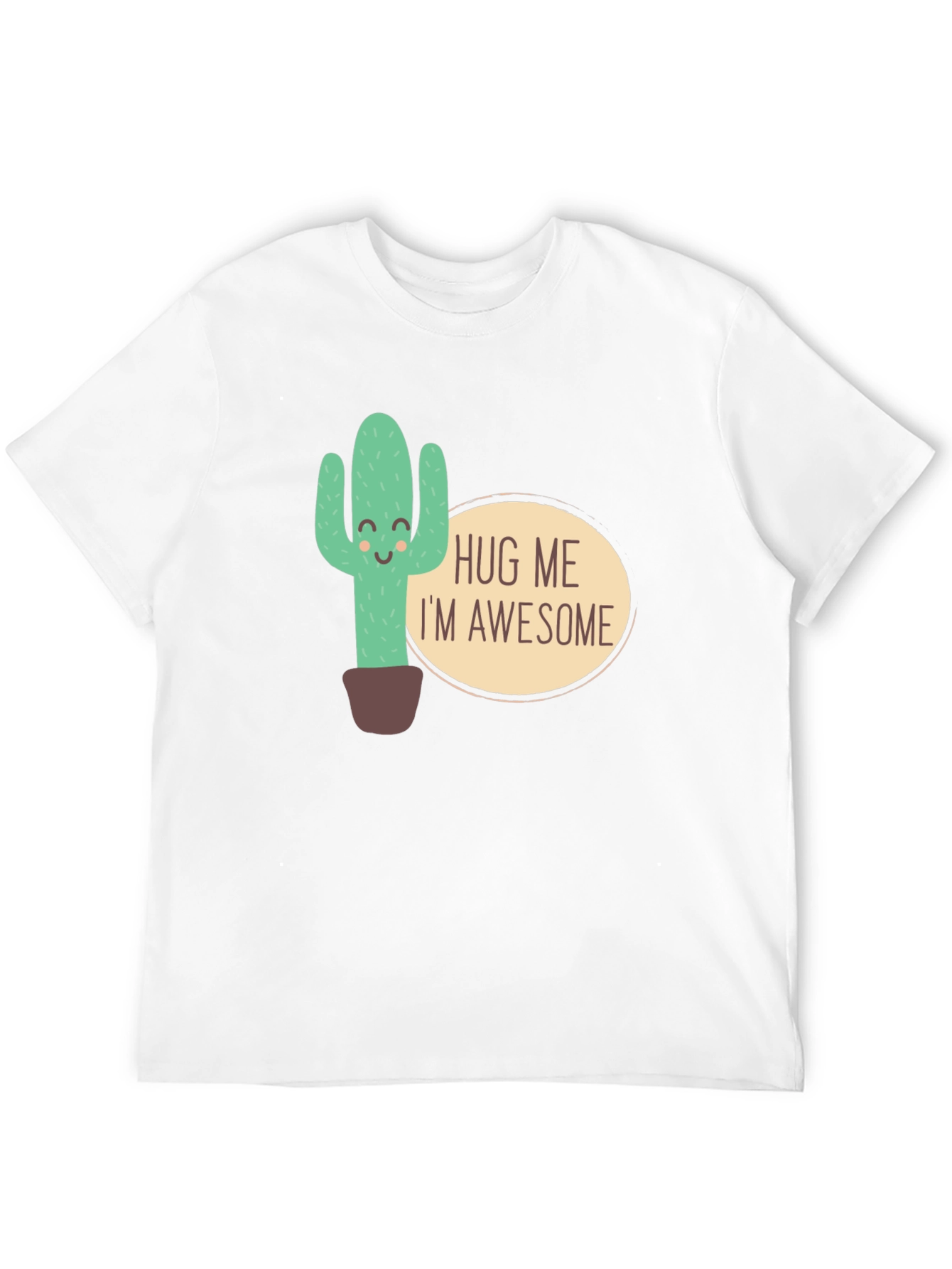 Hug Me Im Awesome Cactus Graphic T-Shirt