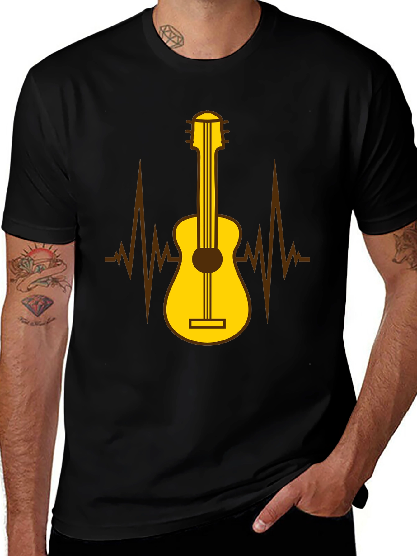 Guitar Heartbeat Graphic T-Shirt - Music Lover Tee