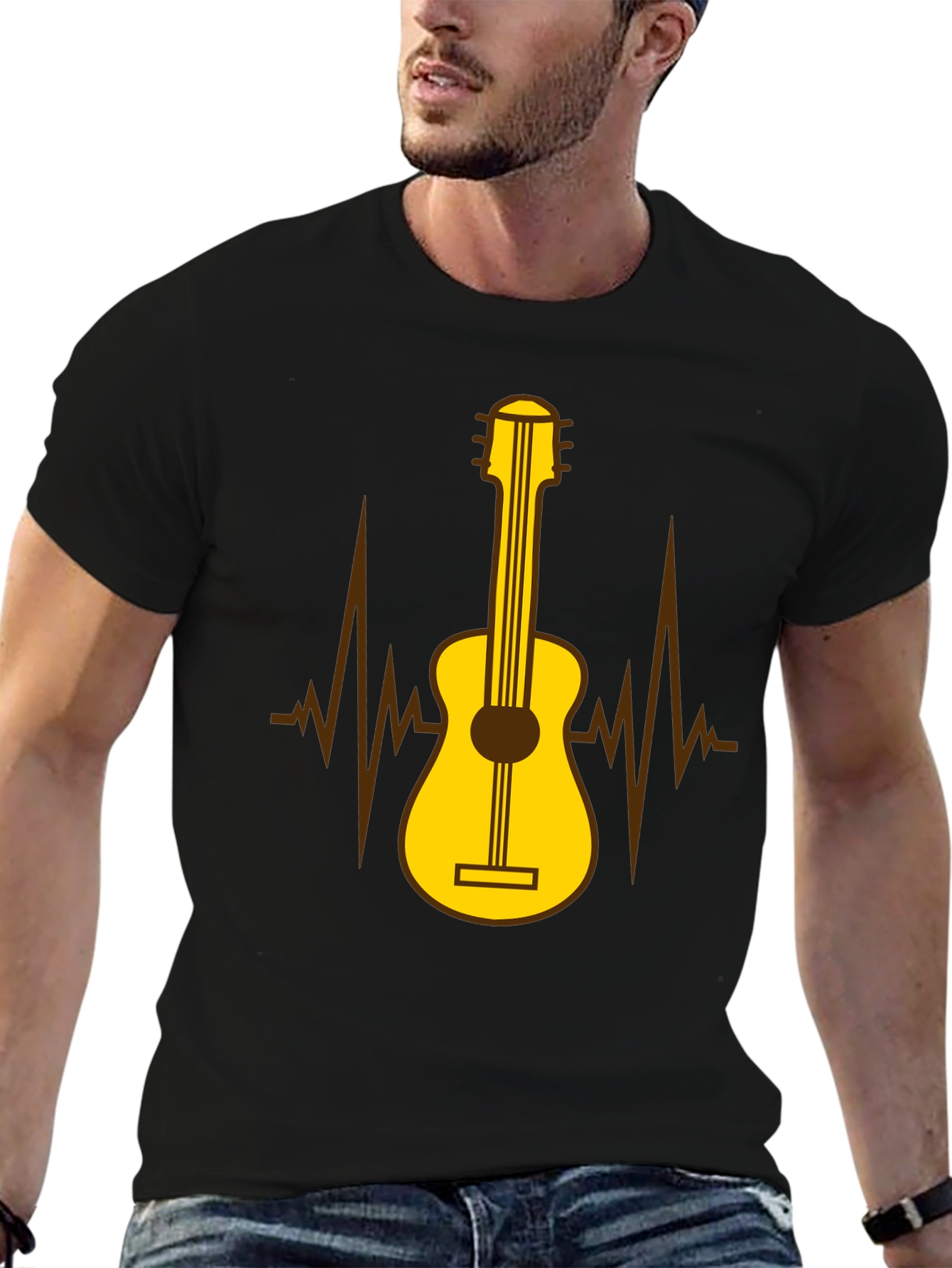 Guitar Heartbeat Graphic T-Shirt - Music Lover Tee
