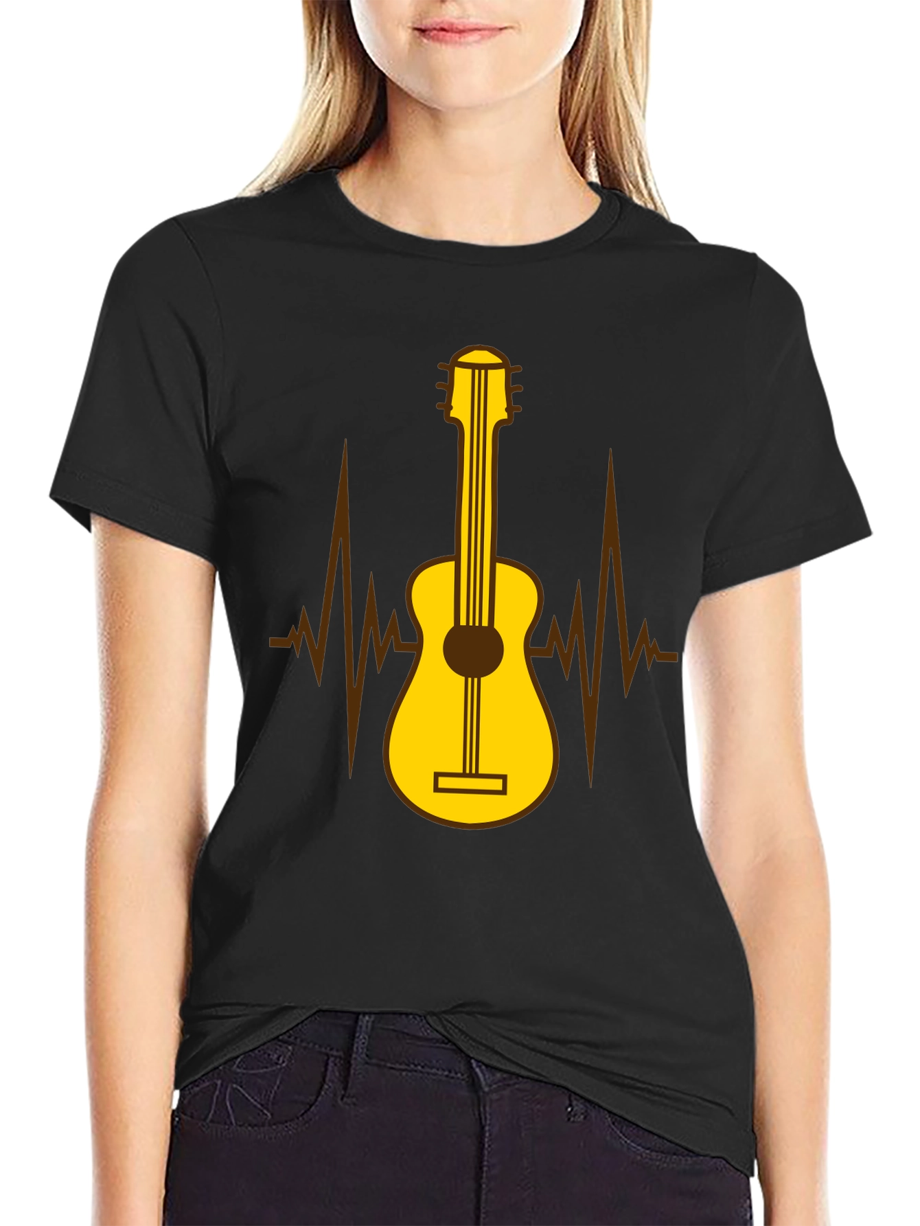 Guitar Heartbeat Graphic T-Shirt - Music Lover Tee