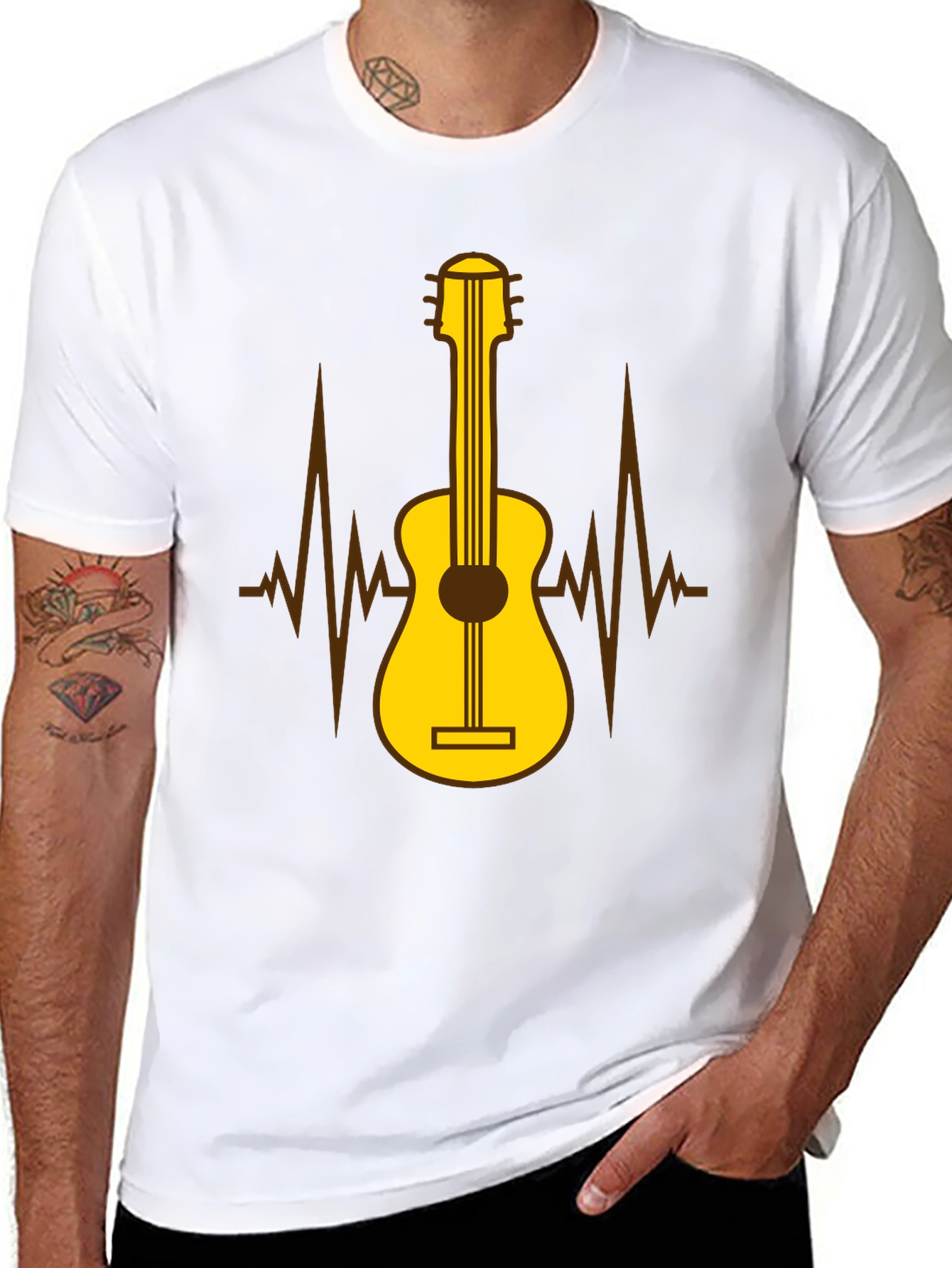 Guitar Heartbeat Graphic T-Shirt - Music Lover Tee