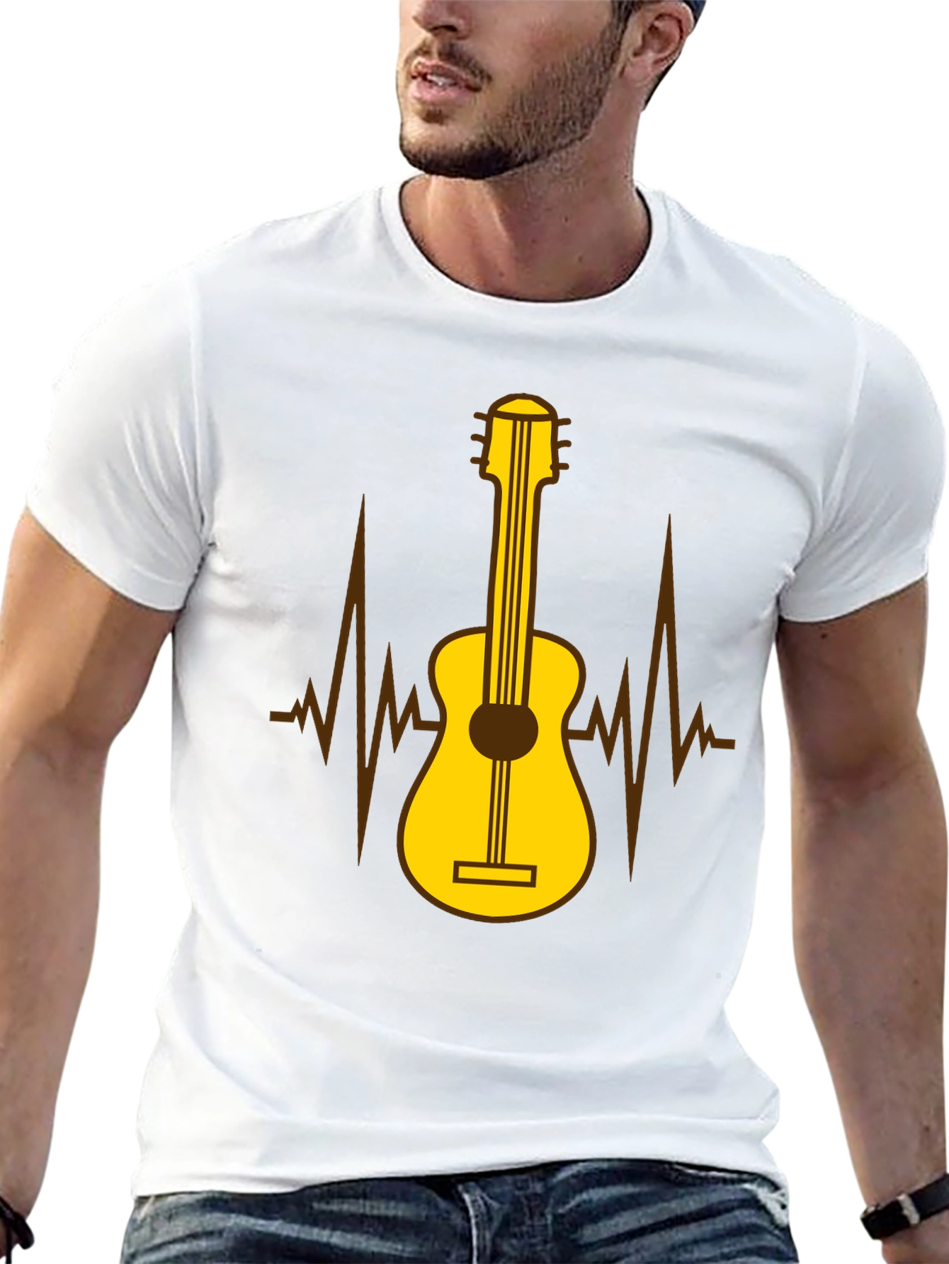 Guitar Heartbeat Graphic T-Shirt - Music Lover Tee