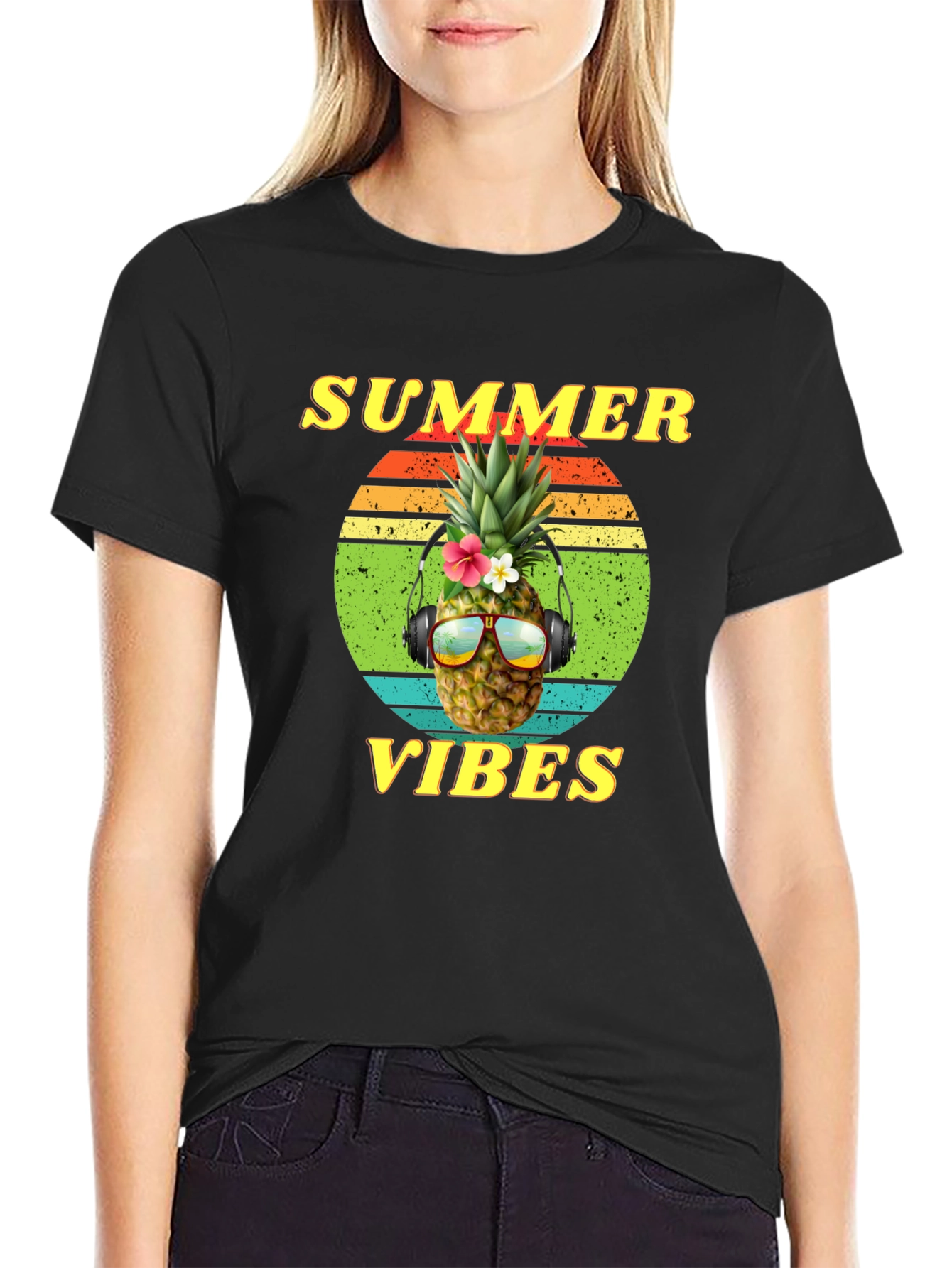 Summer Vibes Pineapple Graphic Tee