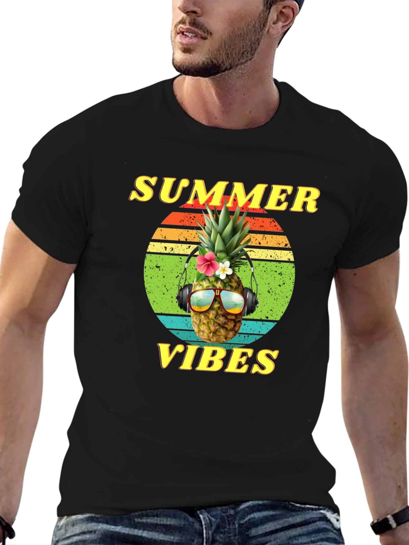Summer Vibes Pineapple Graphic Tee