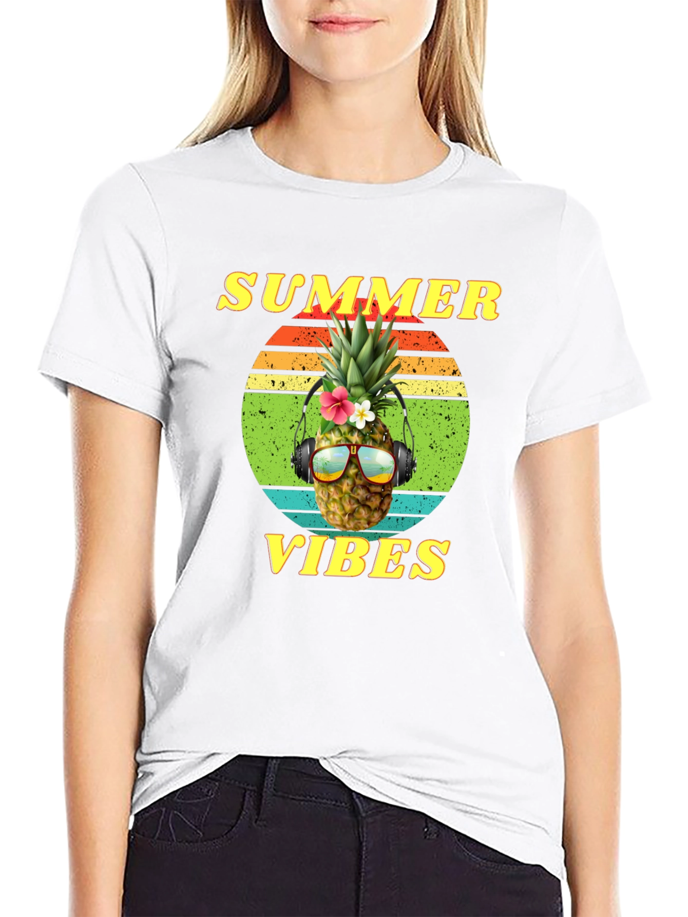 Summer Vibes Pineapple Graphic Tee