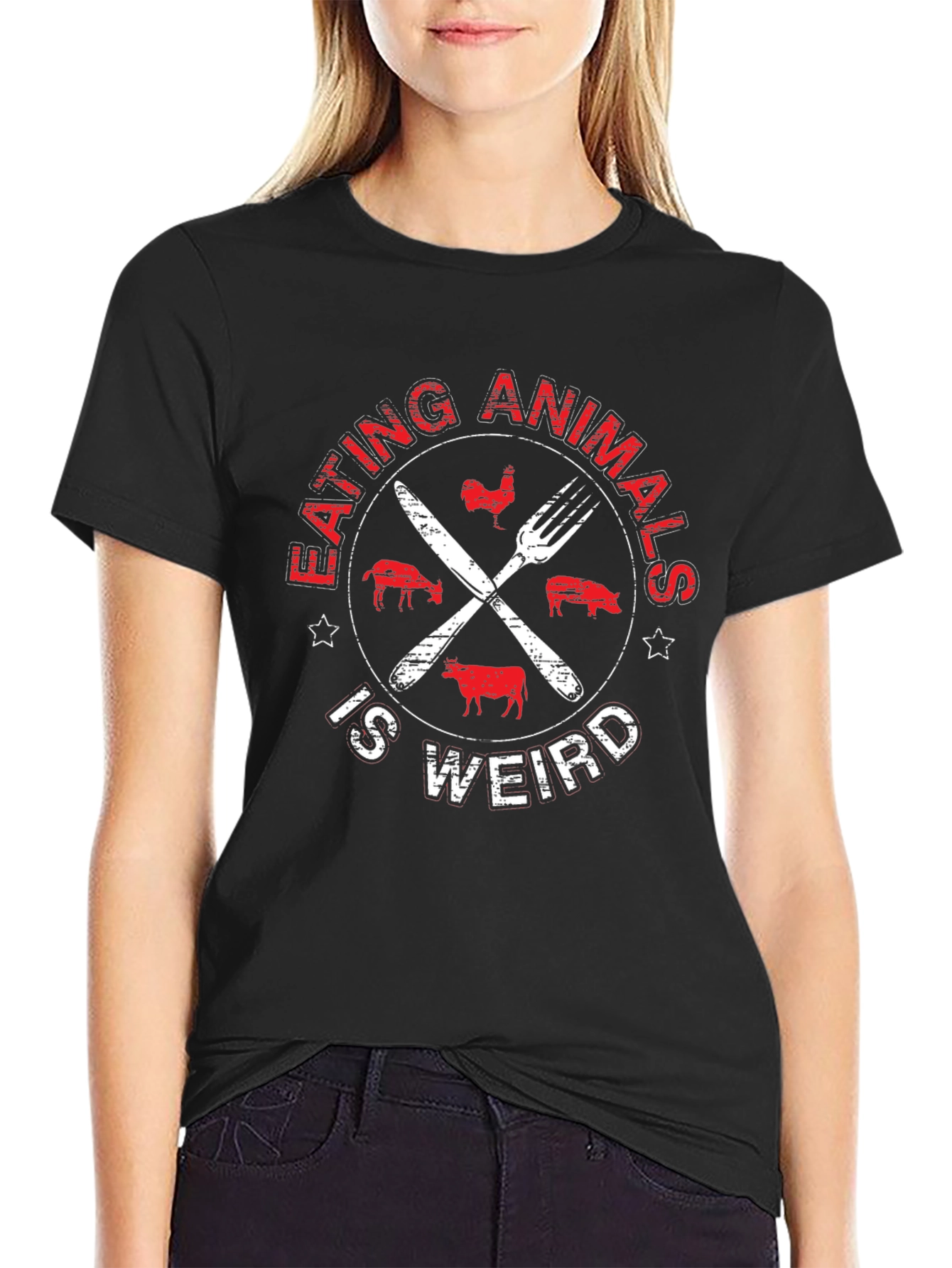 Vegan Animal Lover T-Shirt - Eating Animals is Weird