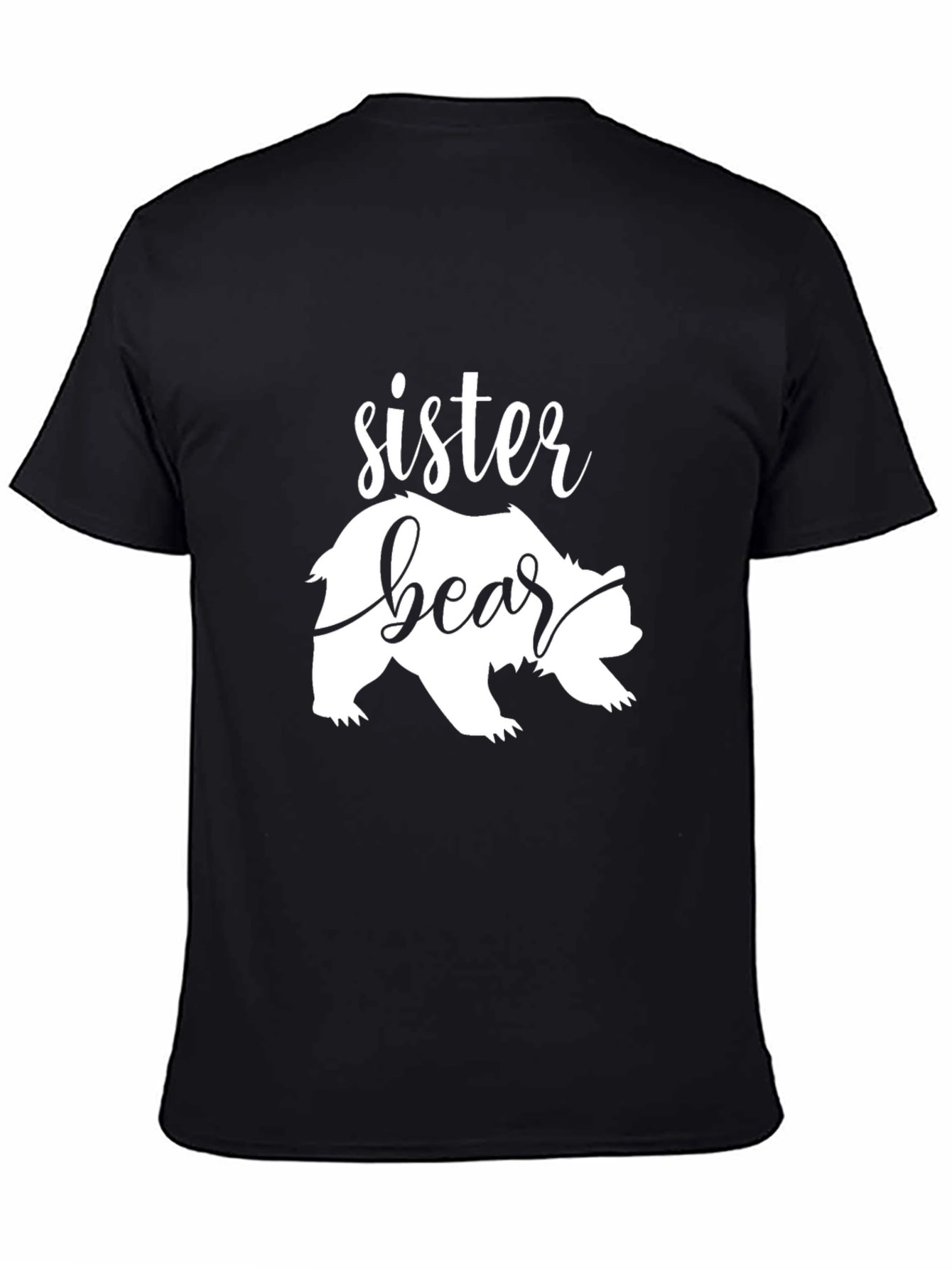 Sister Bear Graphic T-Shirt - Black Cotton Tee