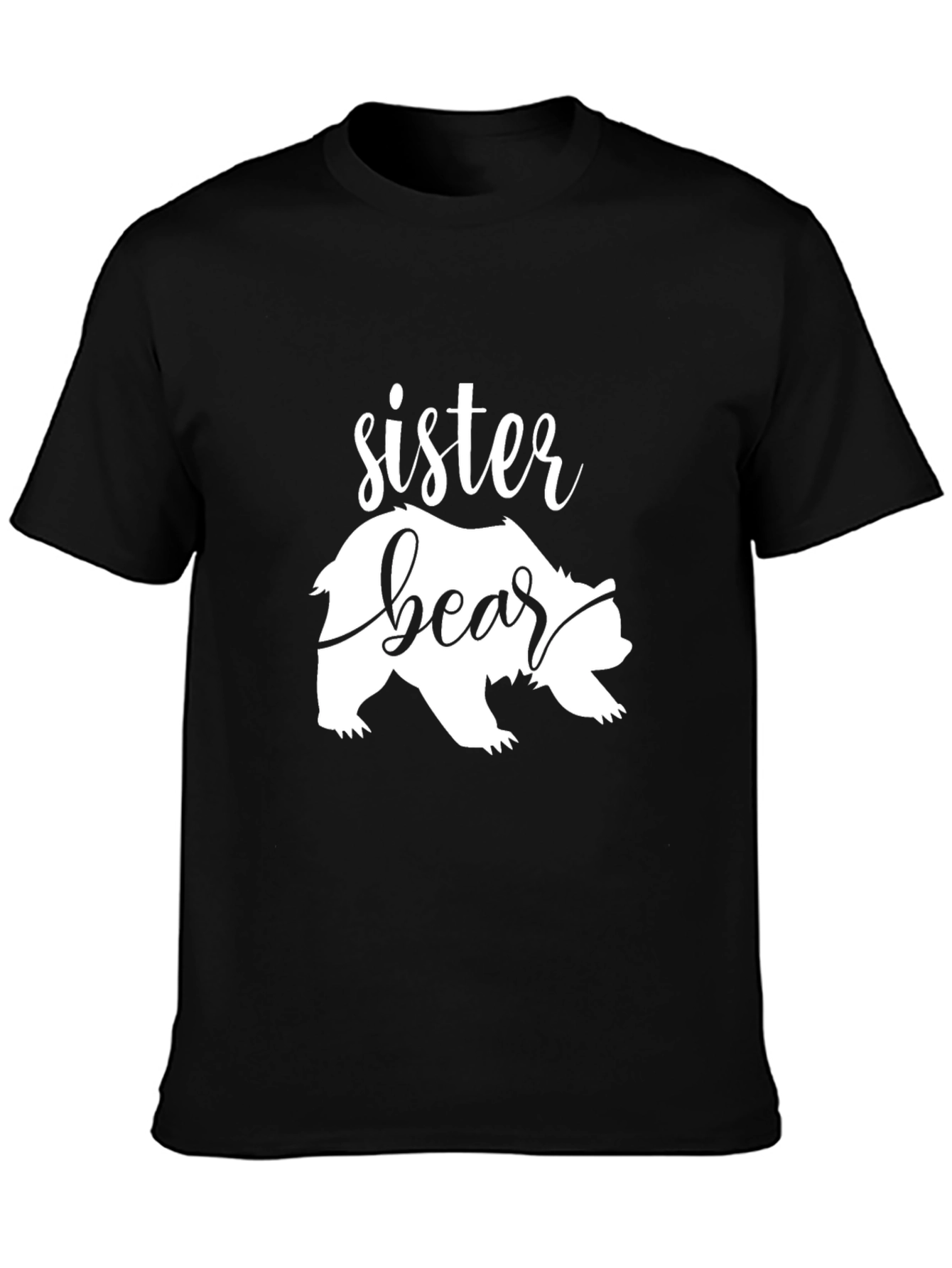 Sister Bear Graphic T-Shirt - Black Cotton Tee