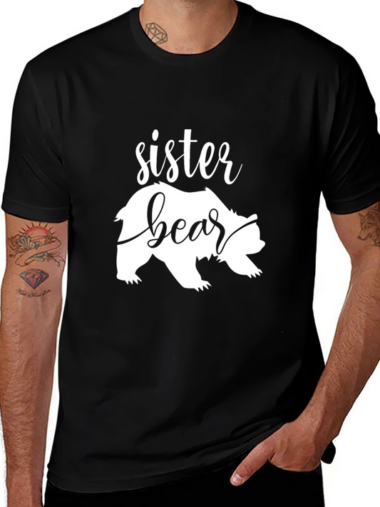Sister Bear Graphic T-Shirt - Black Cotton Tee