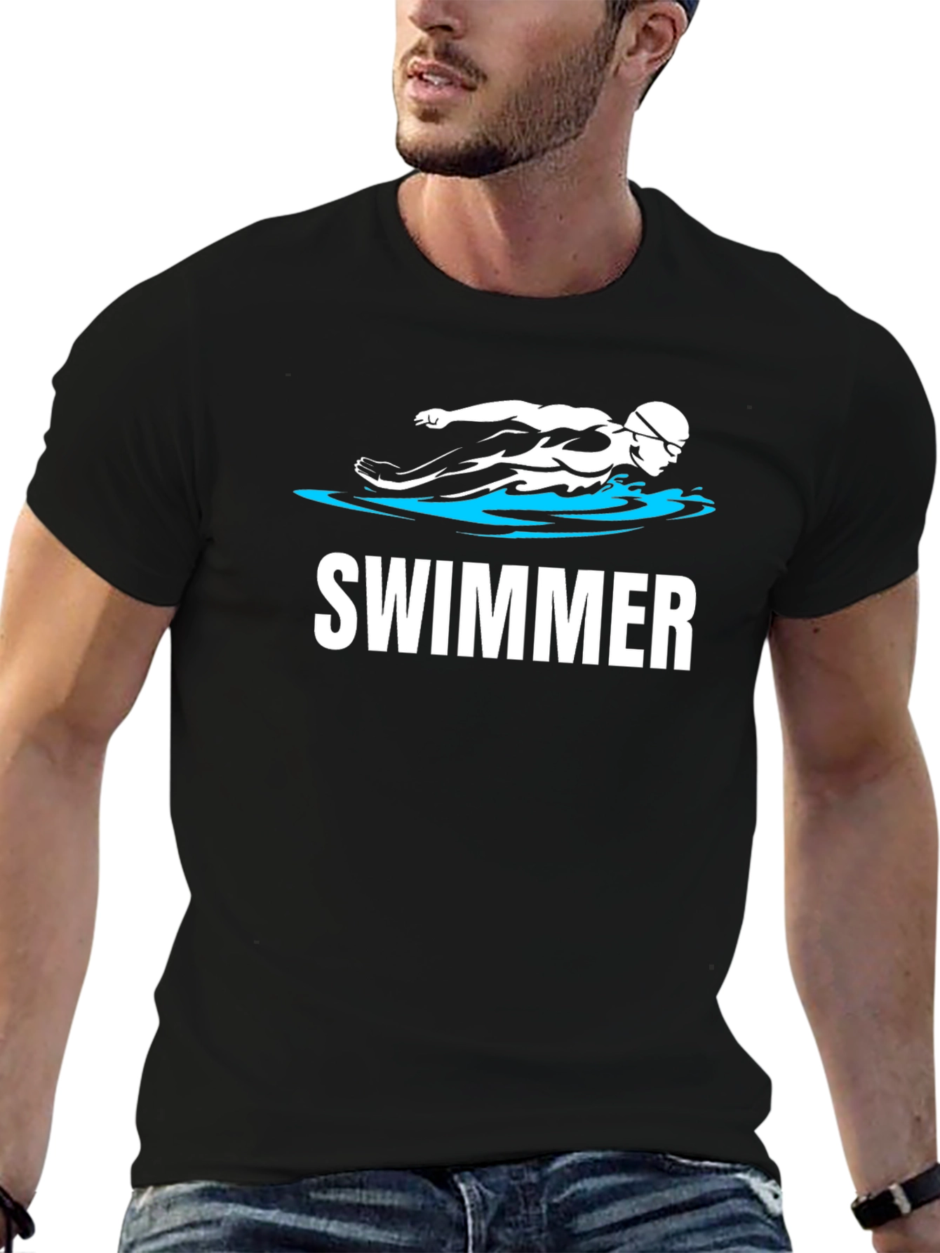Swimmer Graphic T-Shirt - Black