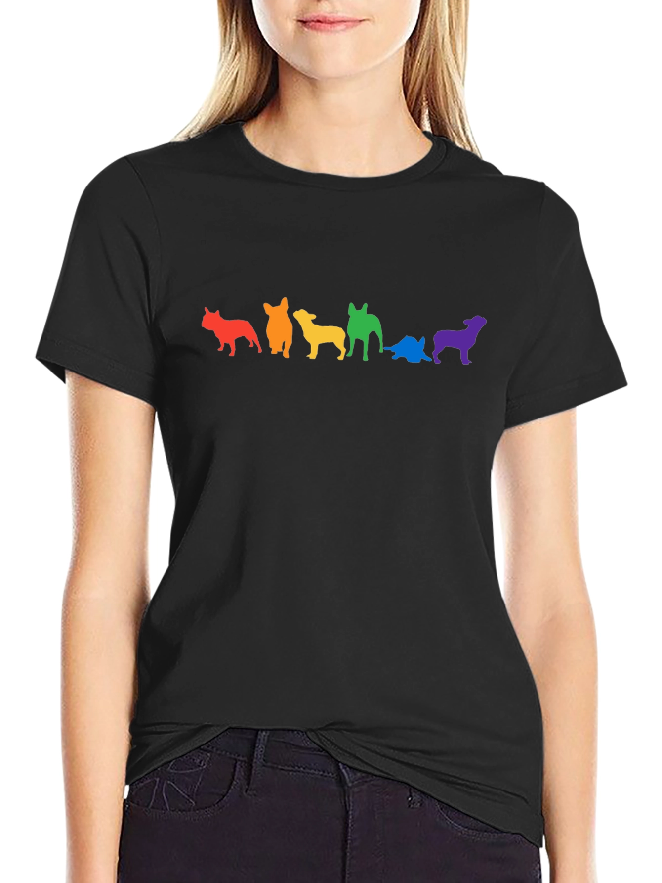 Rainbow Dog Breed Silhouette Graphic Tee