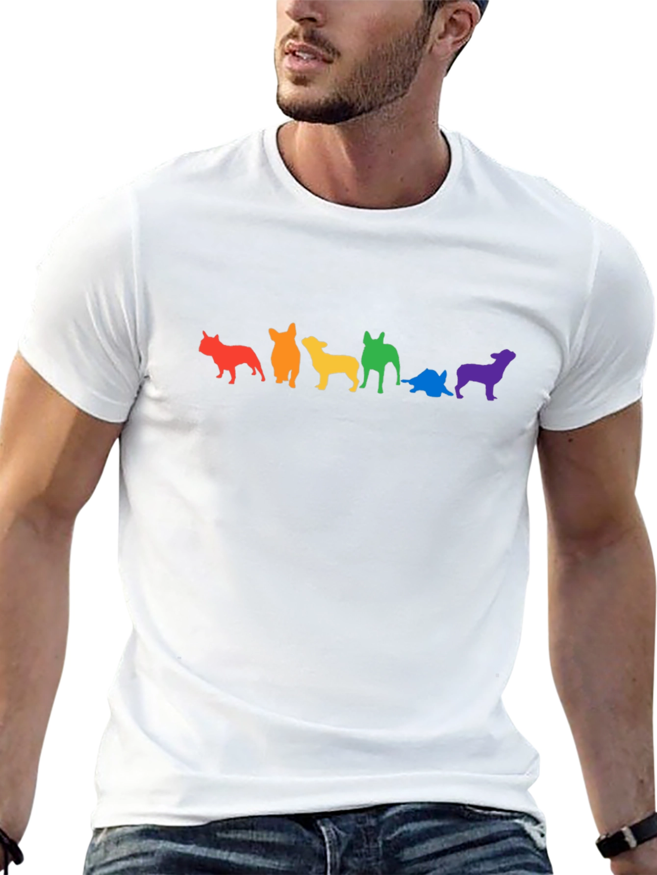 Rainbow Dog Breed Silhouette Graphic Tee