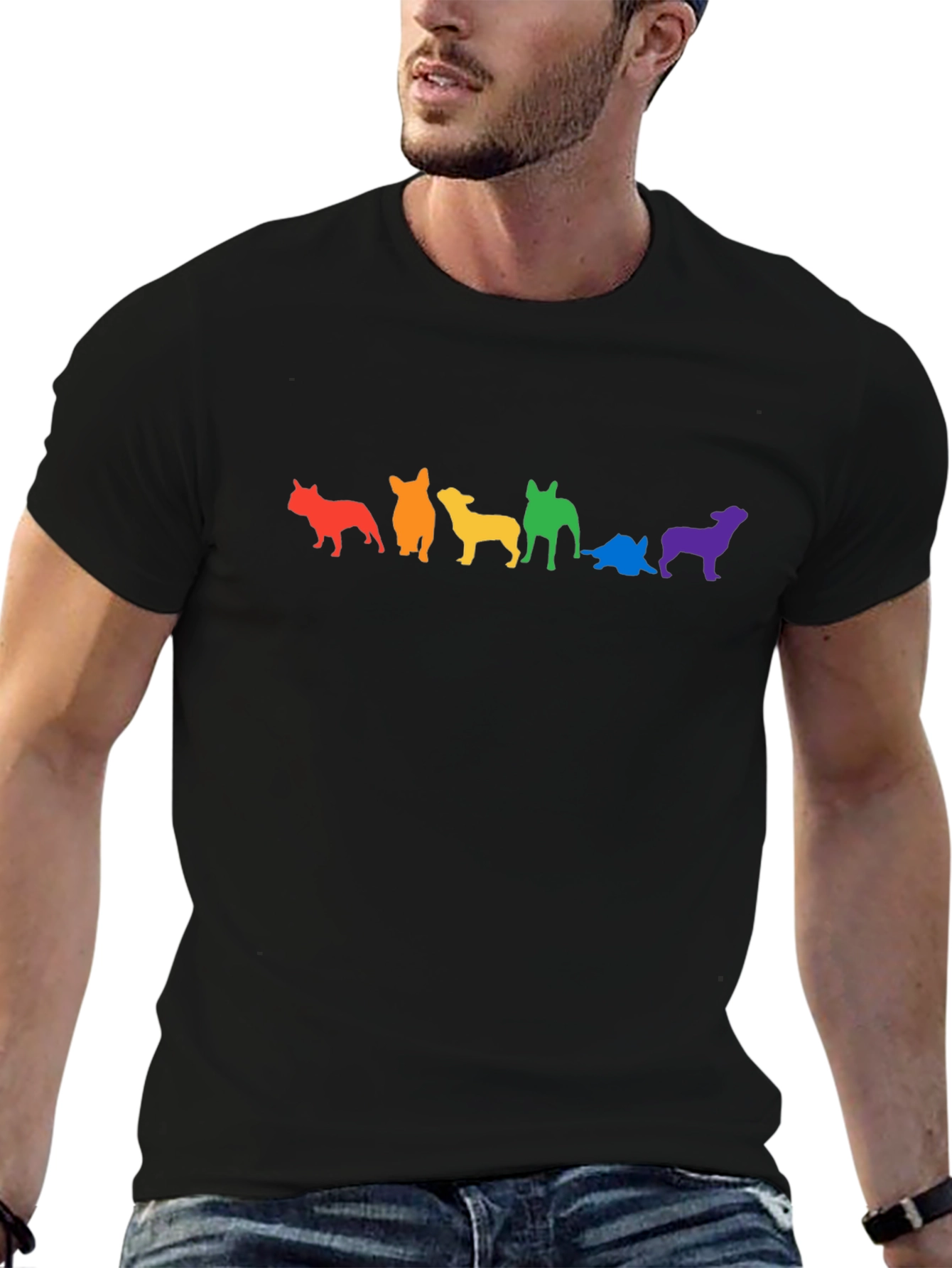 Rainbow Dog Breed Silhouette Graphic Tee